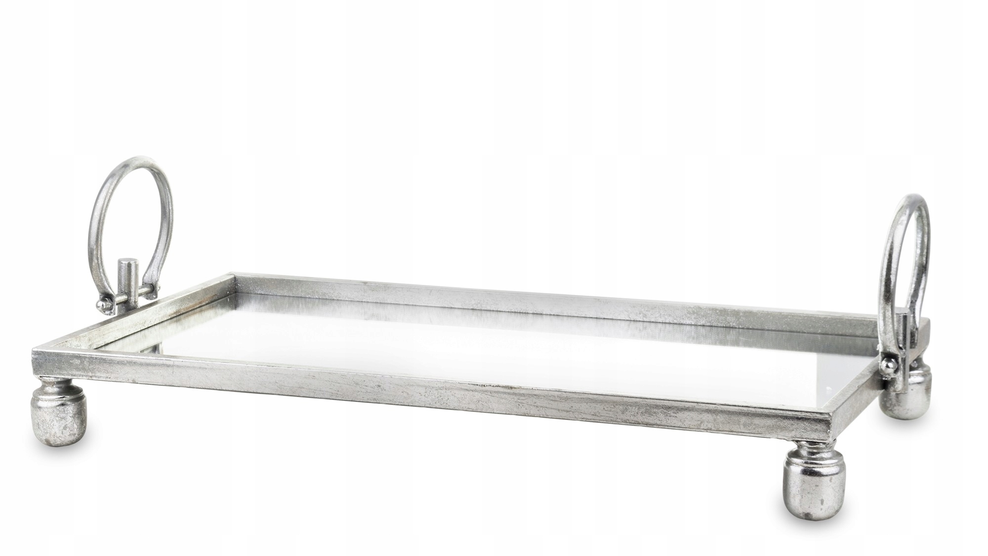 Patera podnos retro s držadlami, starnúca strieborná sklenená kovová tyčinka