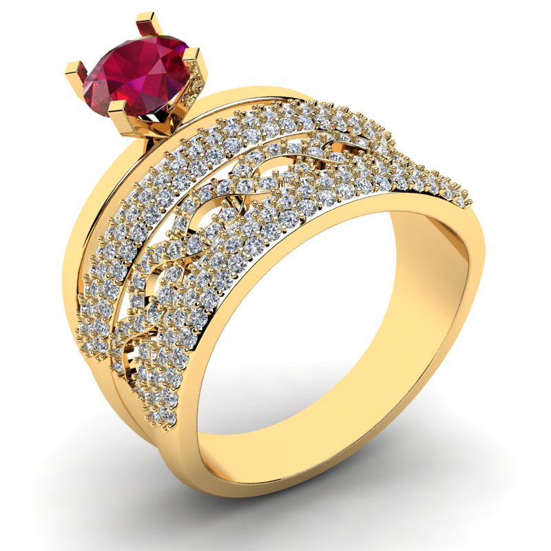 

Pierścionek Złoty Infinity Z Czerwoną Cyrkonią