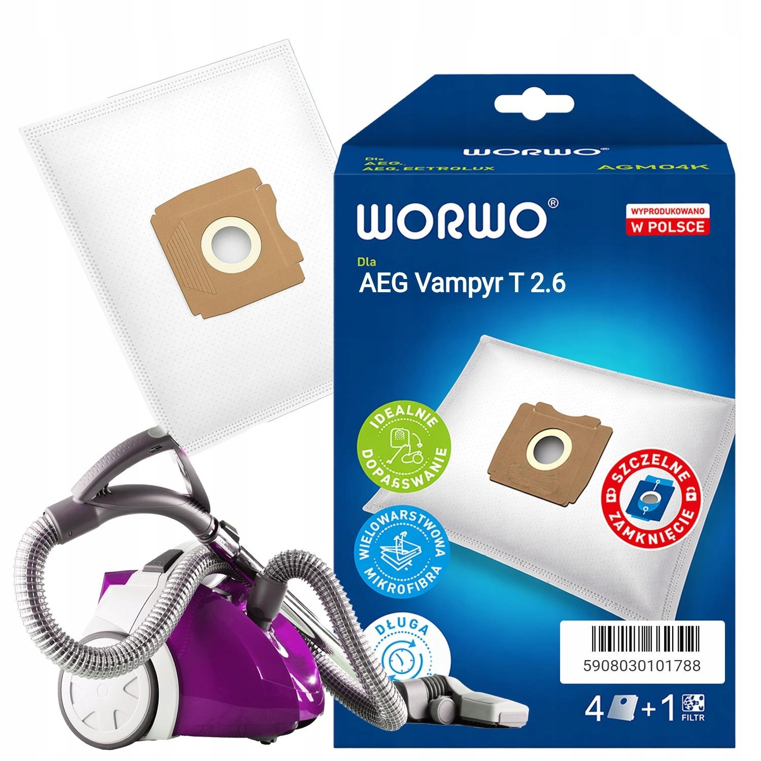 Worki Do Odkurzacza Aeg Vampyr T 2.6 AGMB01, 4 Sztuki, Filtr,
