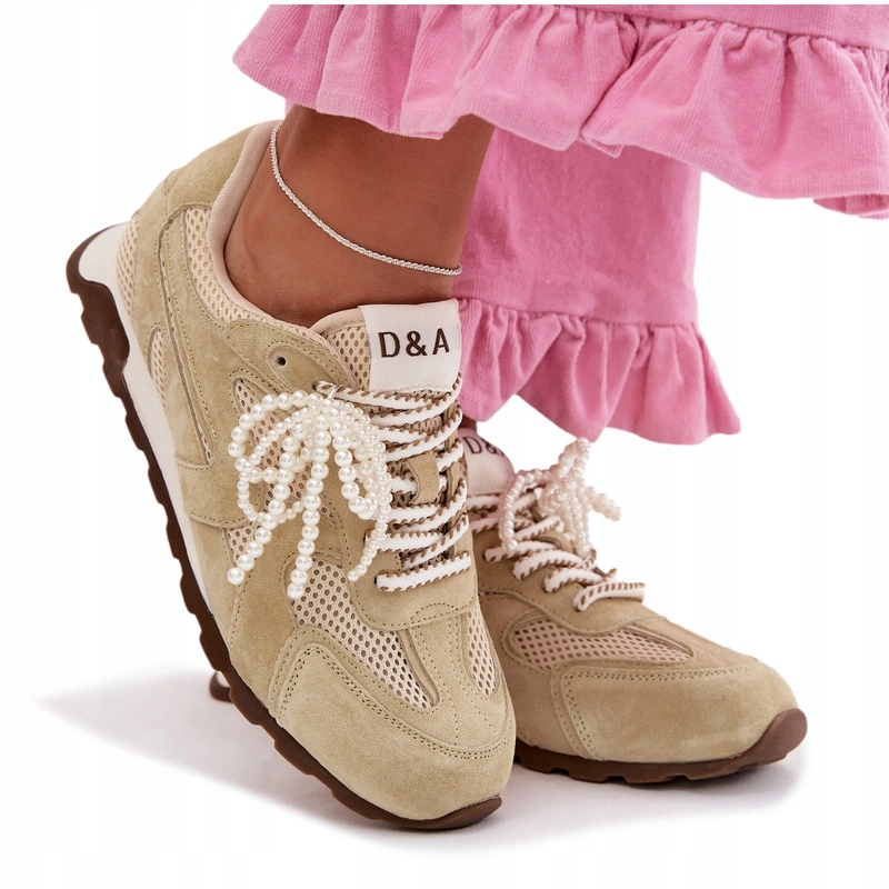 Dámské Semišové Tenisky S Lehkými A Pohodlnými Korálky MK61-0705 Světle Zelené 39