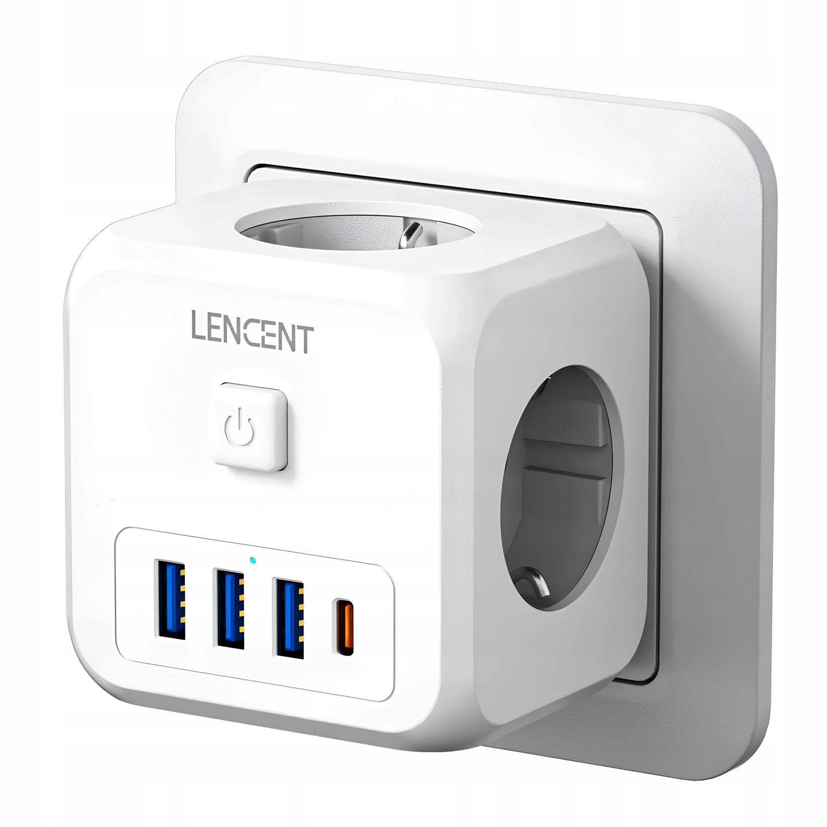 Nástěnná lišta Lencent 7 v 1 Eu Plug PD35W 3AC 3U1C zásuvková lišta s Usb