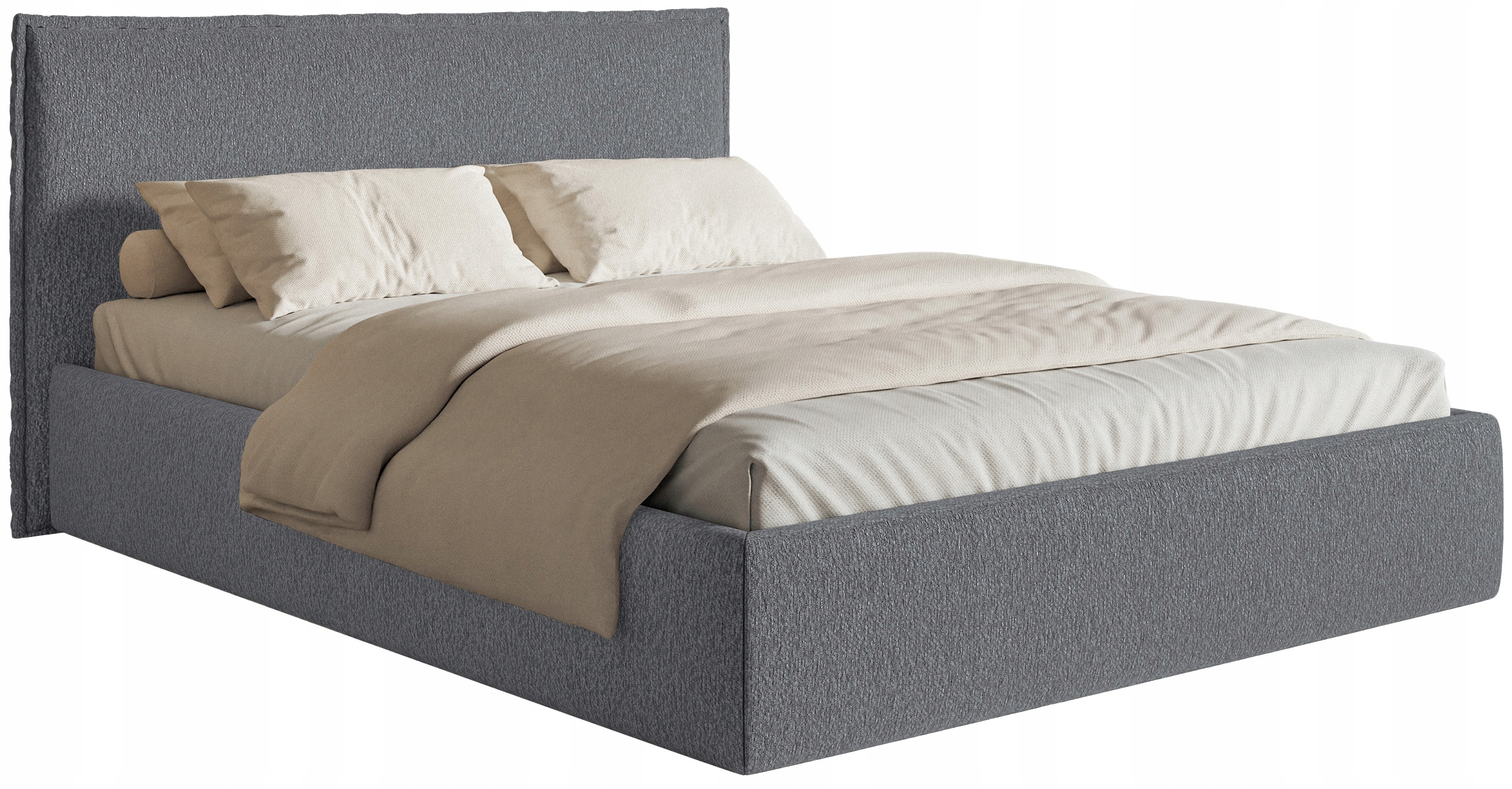 Čalouněná postel 140 x 200 cm Softie Slim s úložným prostorem, grafitová žinylka