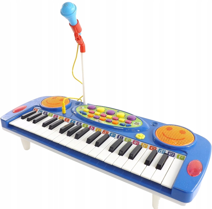 PIANINKO ORGANY RÓŻOWE MIKROFON BĘBENEK NAGRYWANIE