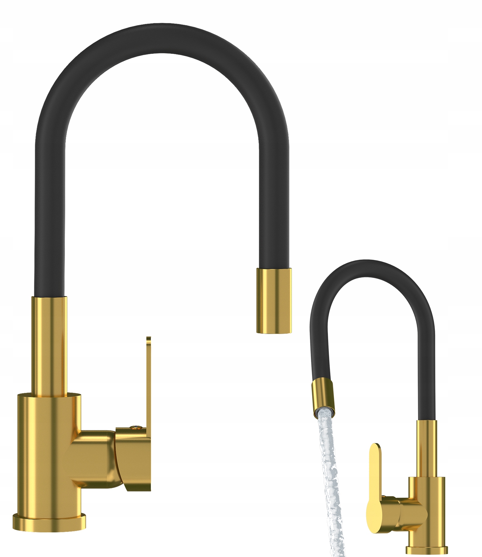 Zlatý Kuchynský Kohútik S Pružným Výtokom A Krupobitím