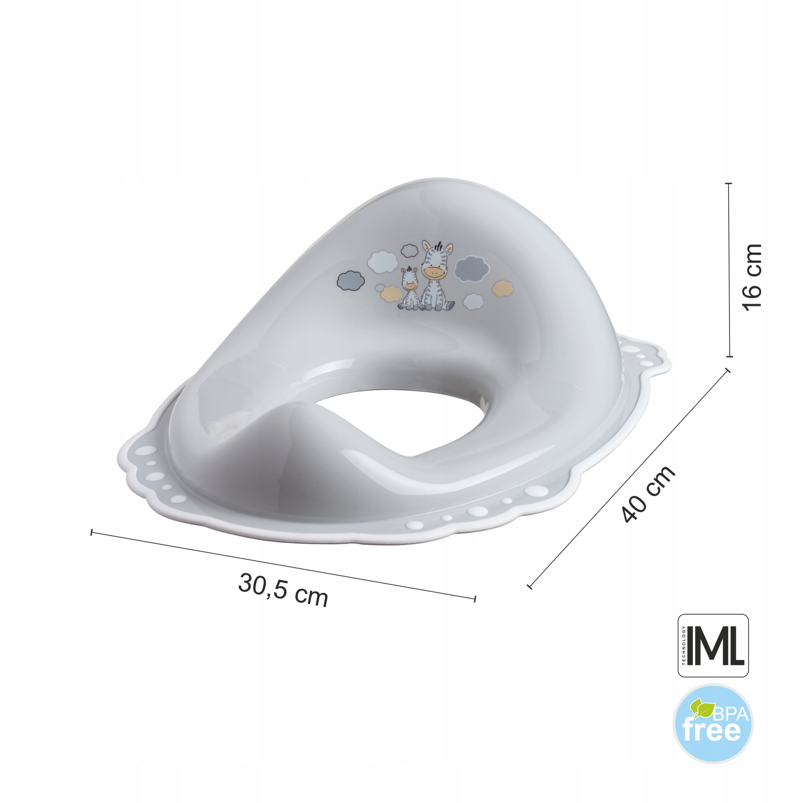 Nocnik, nakładka na sedes, podest dla dziecka antypoślizgowe Zebra - Szary Kod producenta Nocnik 01 01 6517 90-B2C