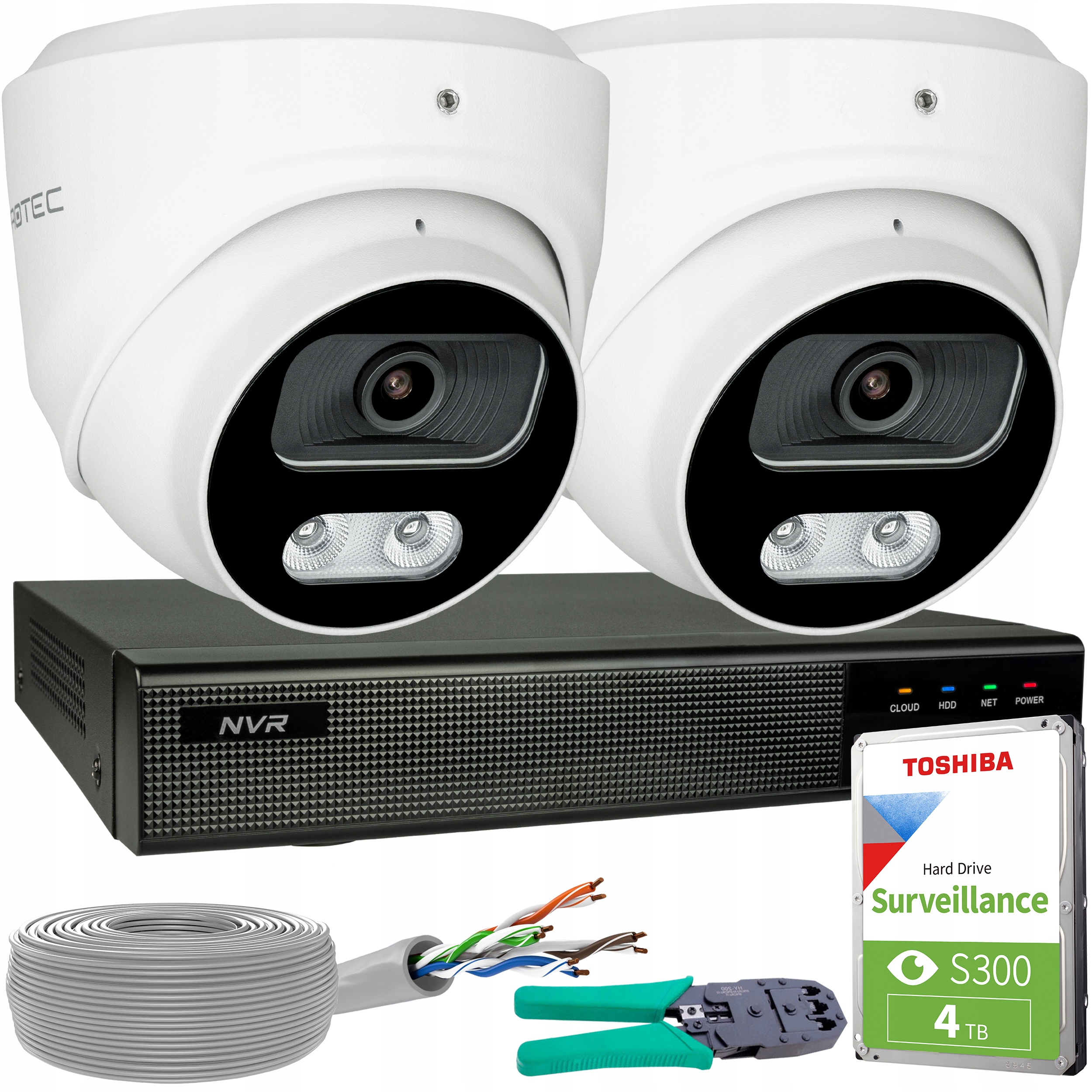 Sada pro monitorování 2 kamer Ip 8MP 4K Poe Detekce lidí a vozidel Hdd 4TB