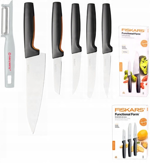 

Fiskars Ff Komplet 5 Noży Stalowych+gratis Obierak
