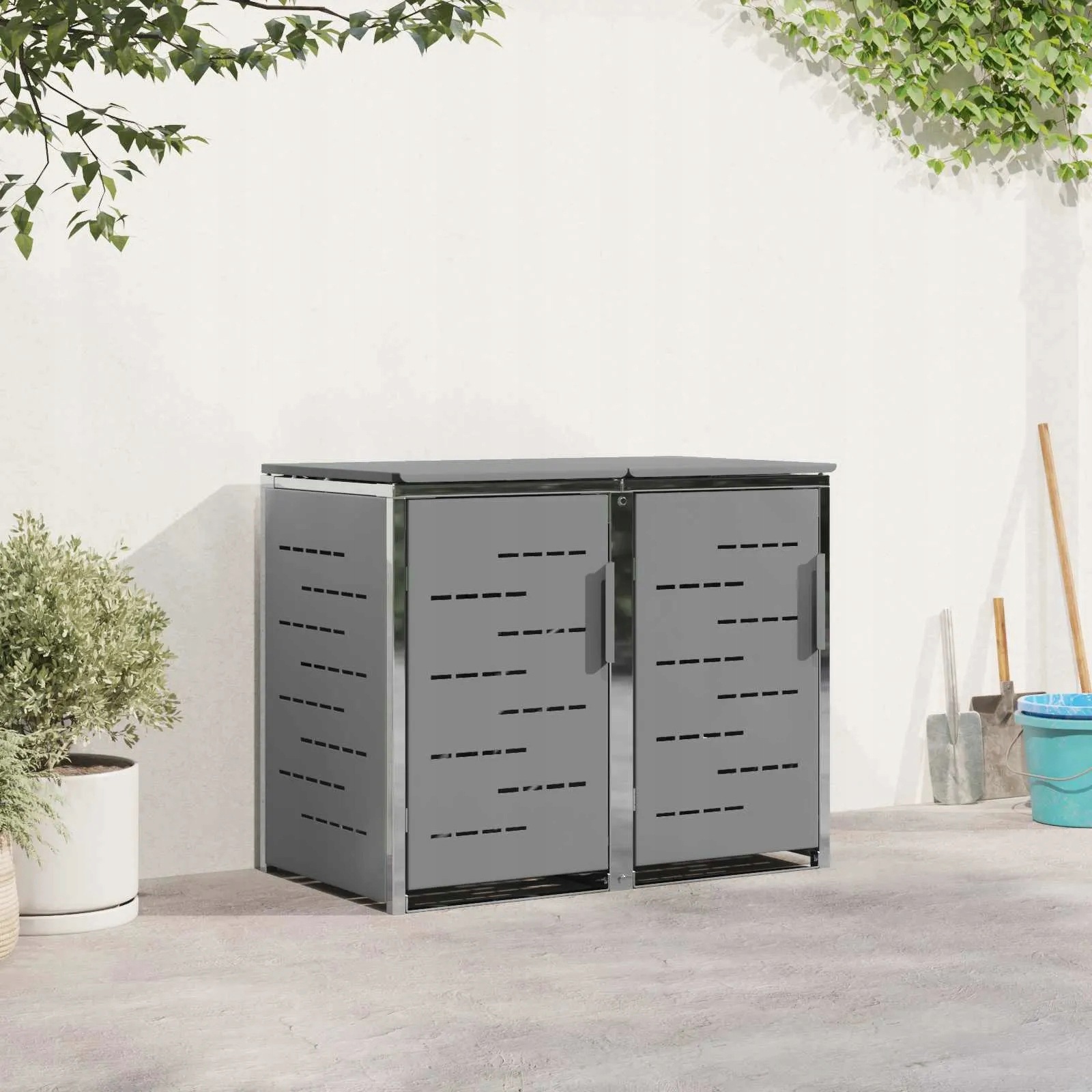 vidaXL Skladování odpadkového kontejneru for 2 Bins 240L Nerezová ocel