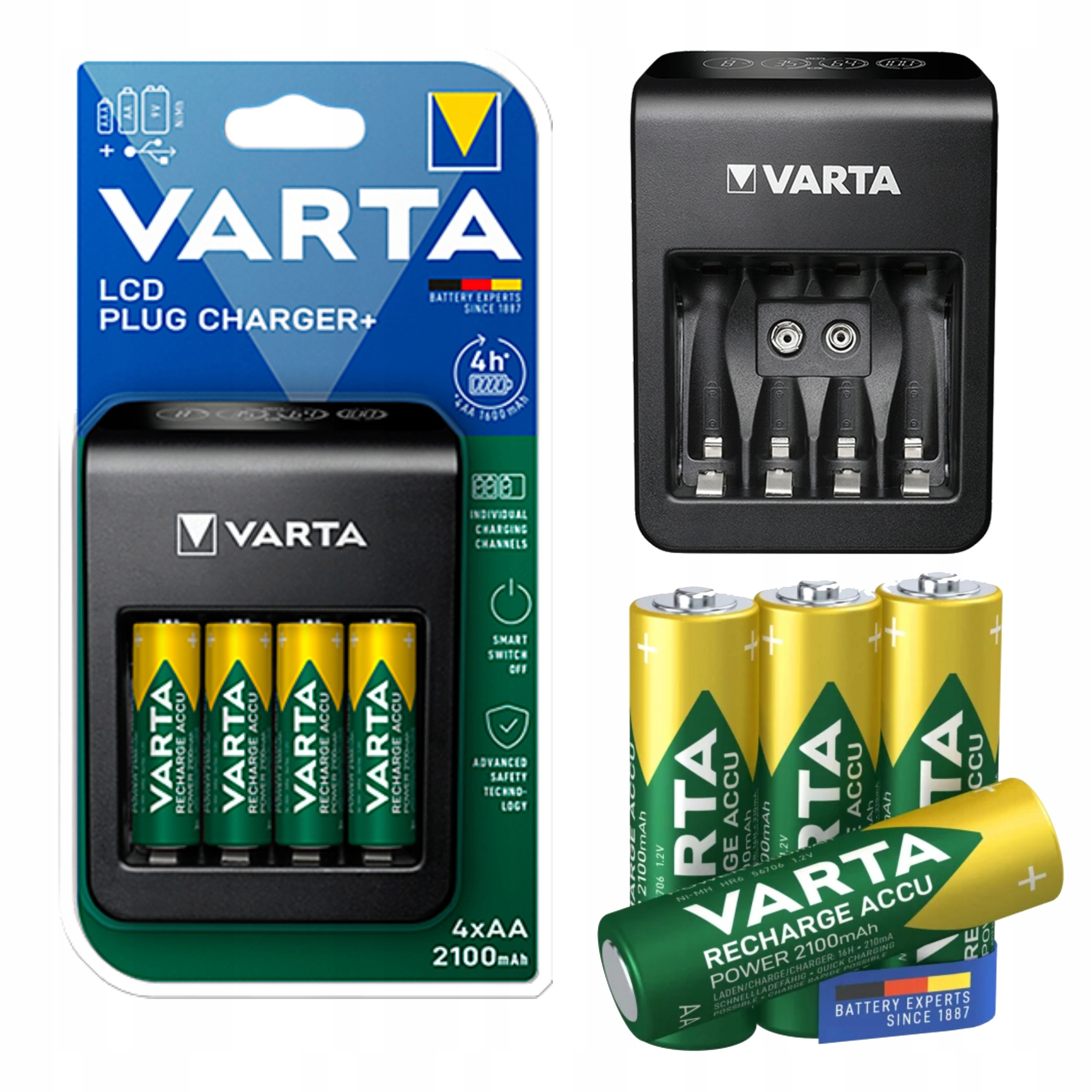 Nabíječka Varta LCD Plug Charger 4 Nabíjecí Baterie NiMH Aa 2100 mAh