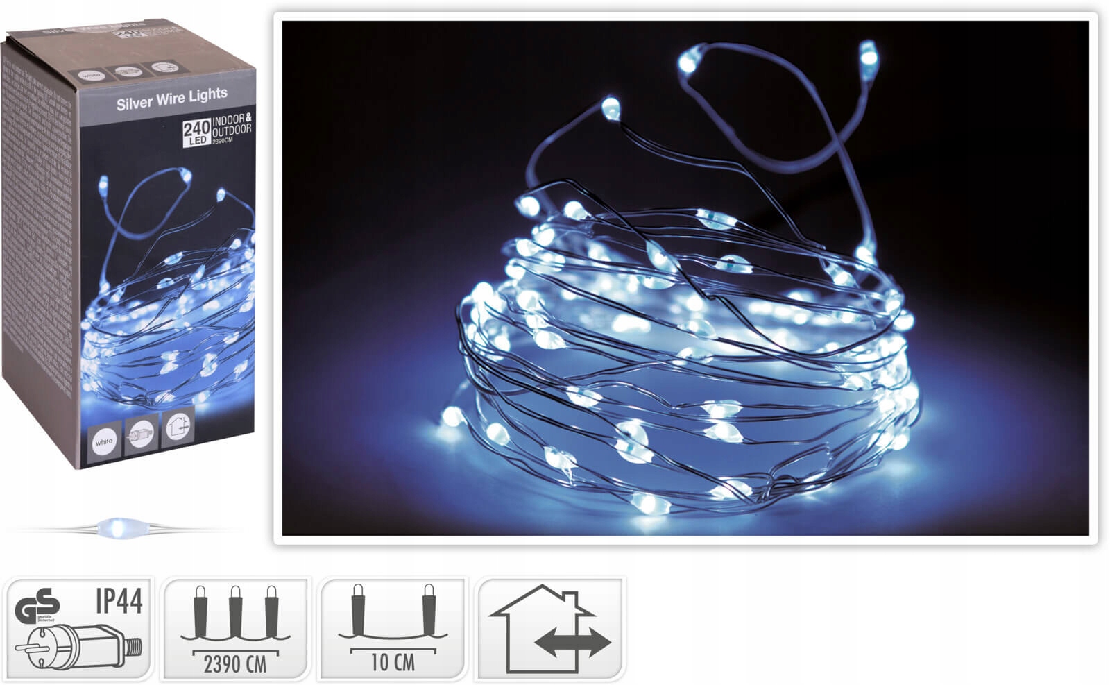 

Lampki Led druciki światło zimne 24 m na prąd IP44