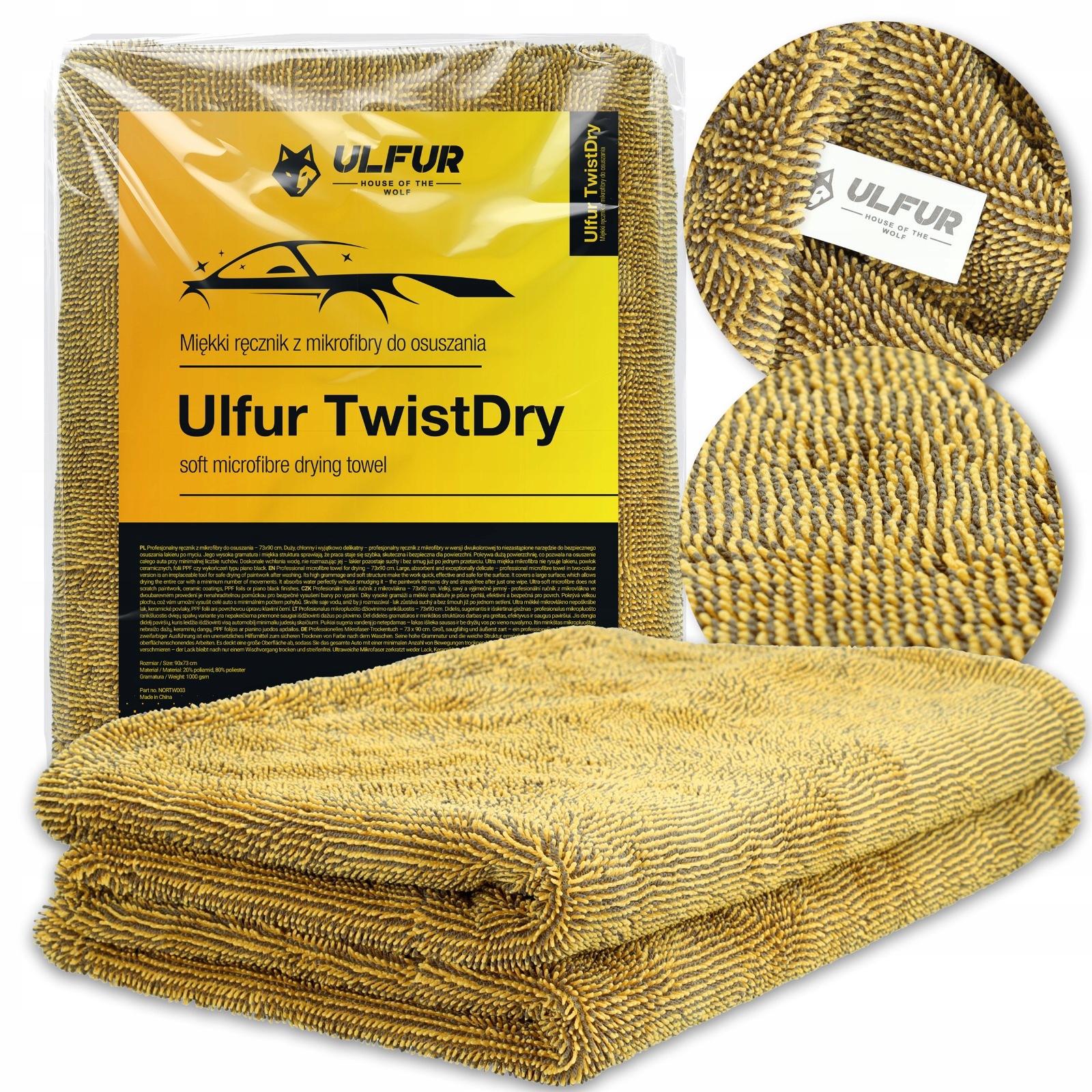 Ulfur TwistDry ręcznik z mikrofibry do osuszania 90×73 cm Uf 15128