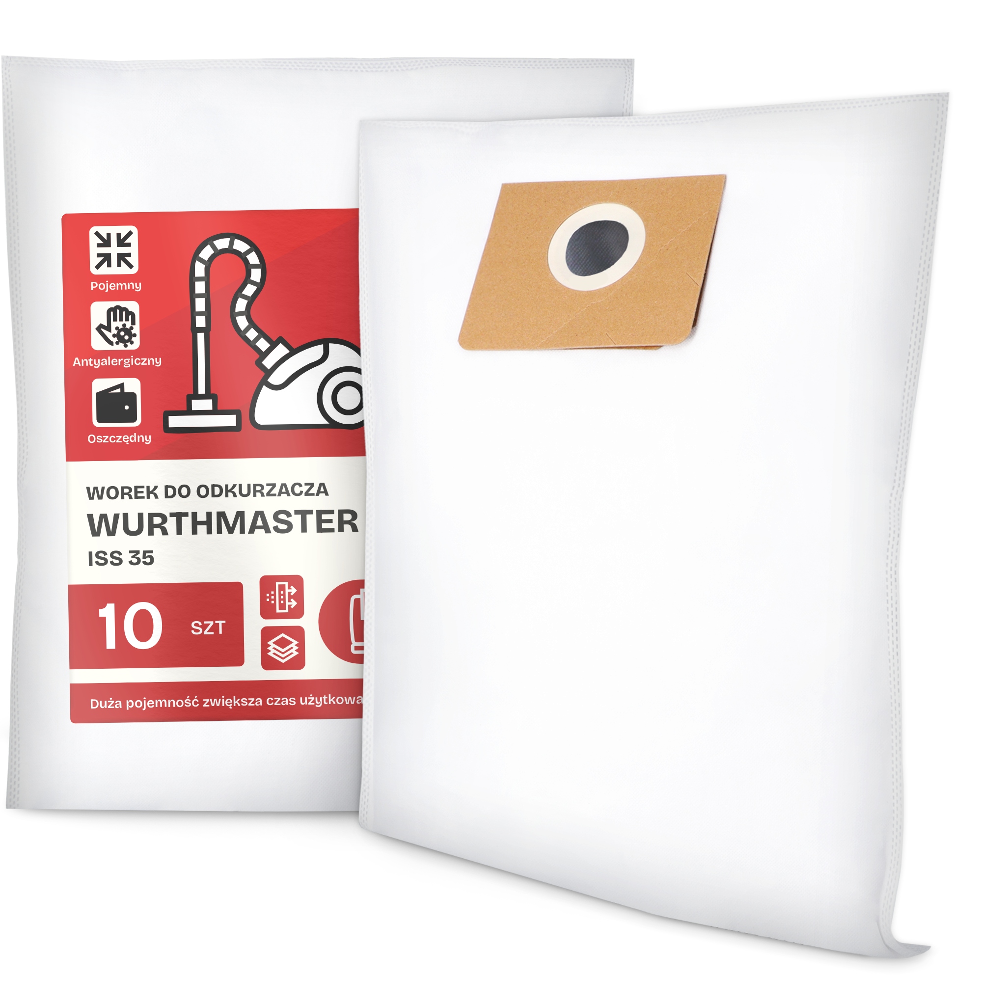10x Worek do Odkurzacza Wurthmaster Iss 35 Flizelinowy Duży Torba Worki G9
