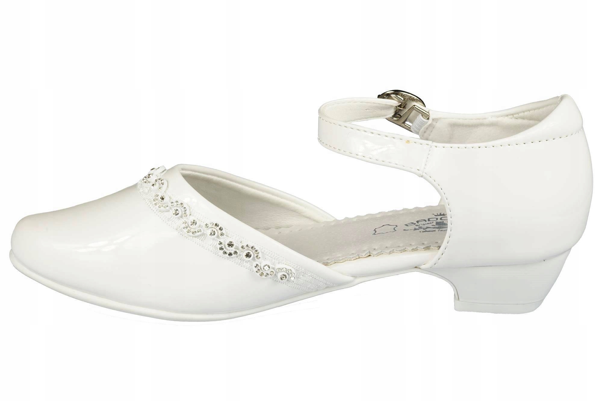 PANTOFELKI Komunijne Półbuty Balerinki Lakier OBCAS SKÓRA B BIAŁE r36 Marka Inna marka