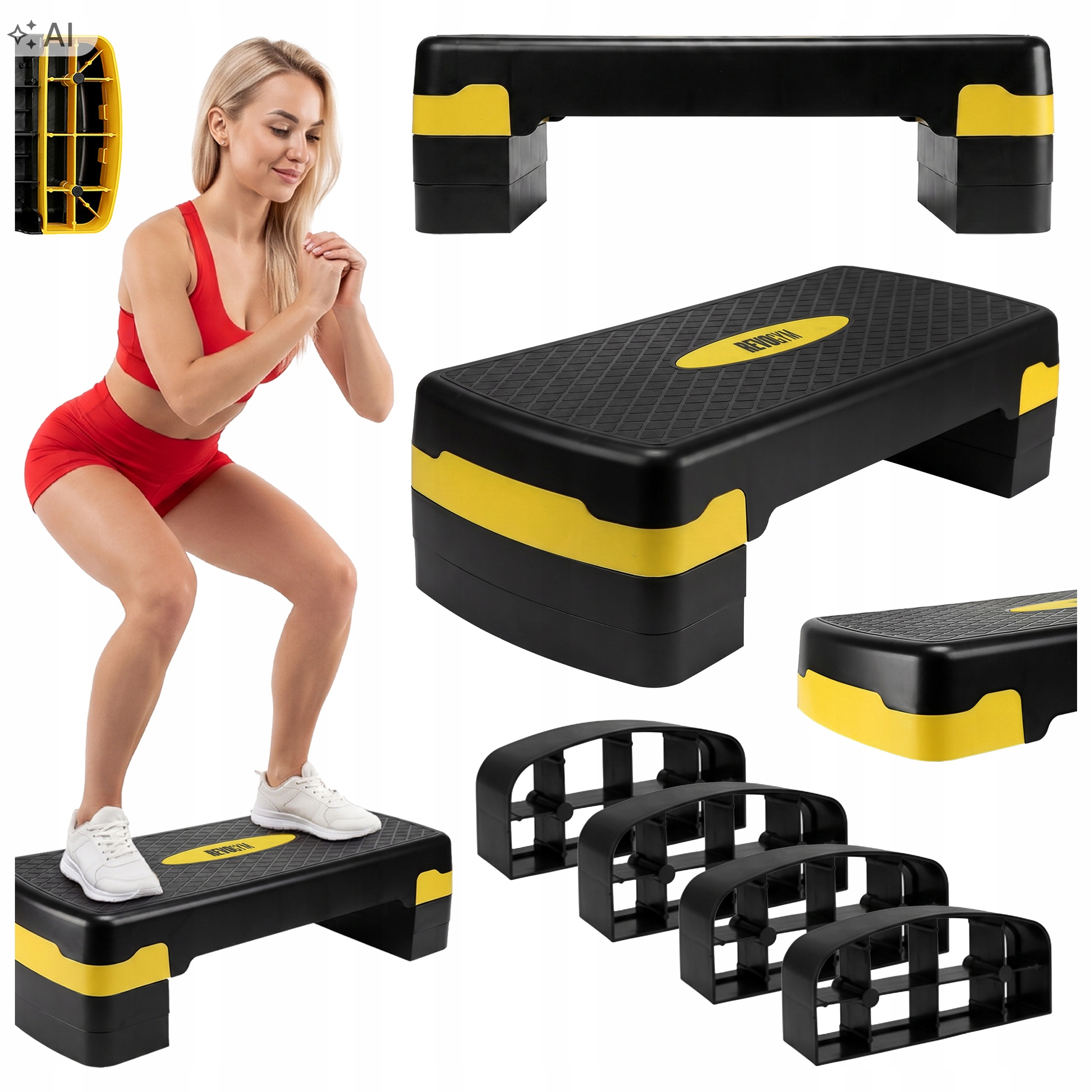 Schodek Fitness Step Do Ćwiczeń Antypoślizgowy Podest Regulowany Modułowy