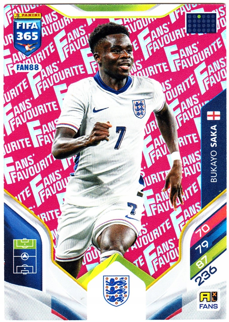 Panini Fifa 365 2026 Fans' Favourite Bukayo Saka FAN88 Czerwony (Red)