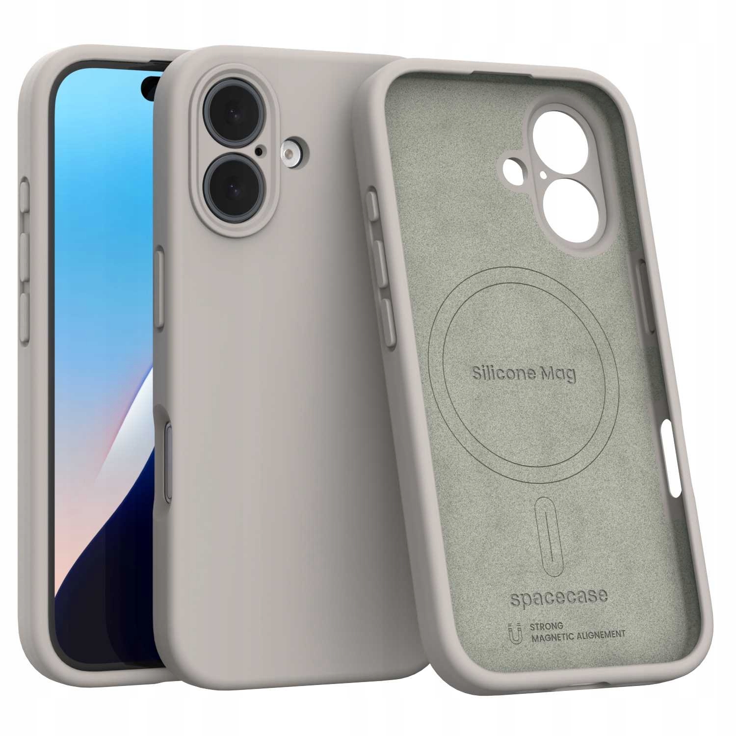 Spacecase Silikonový kryt na iPhone 16, barva stone (šedá)