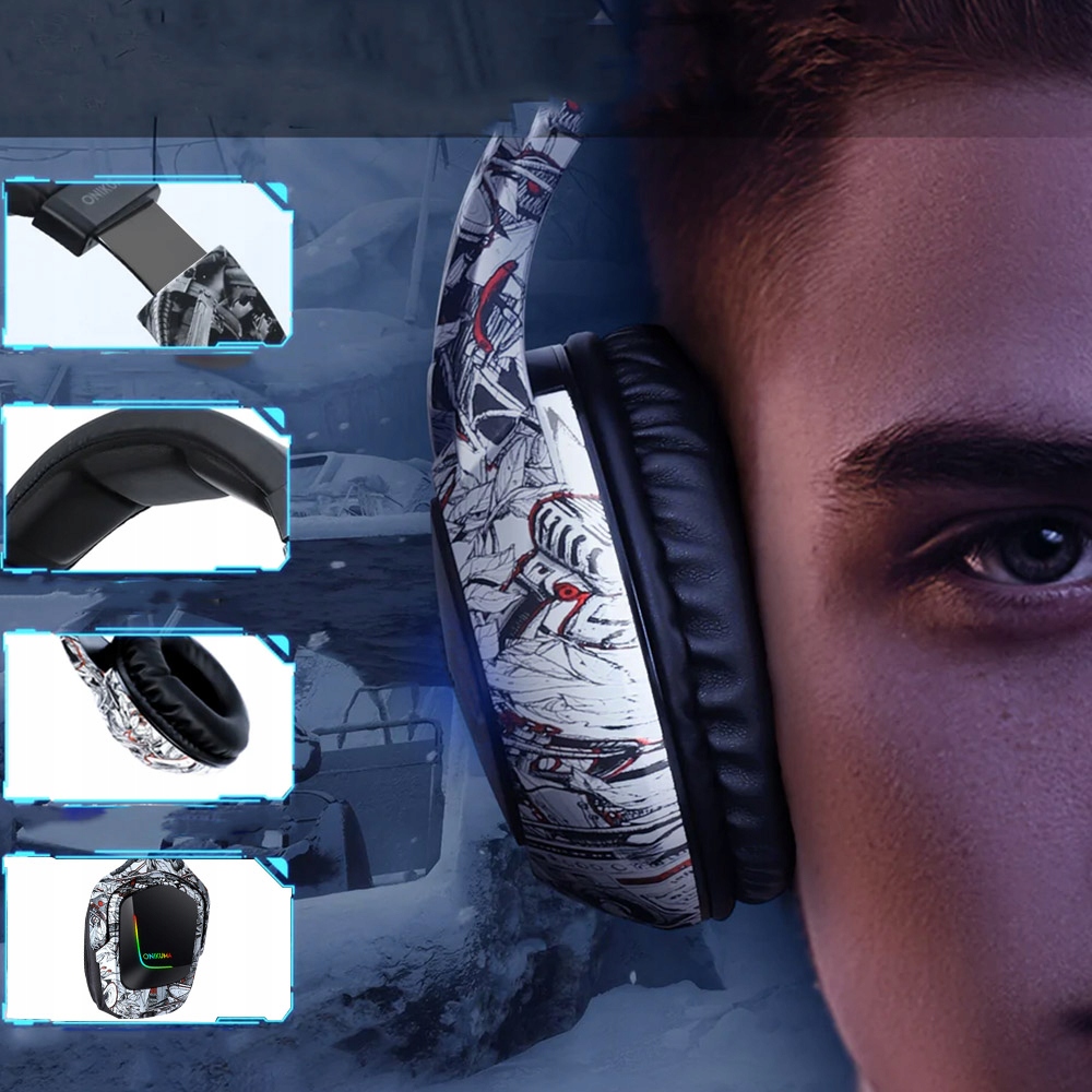 ONIKUMA K20 CAMO SŁUCHAWKI GAMINGOWE NAUSZNE PRZEWODOWE Z MIKROFONEM RGB Rodzaj słuchawek nauszne