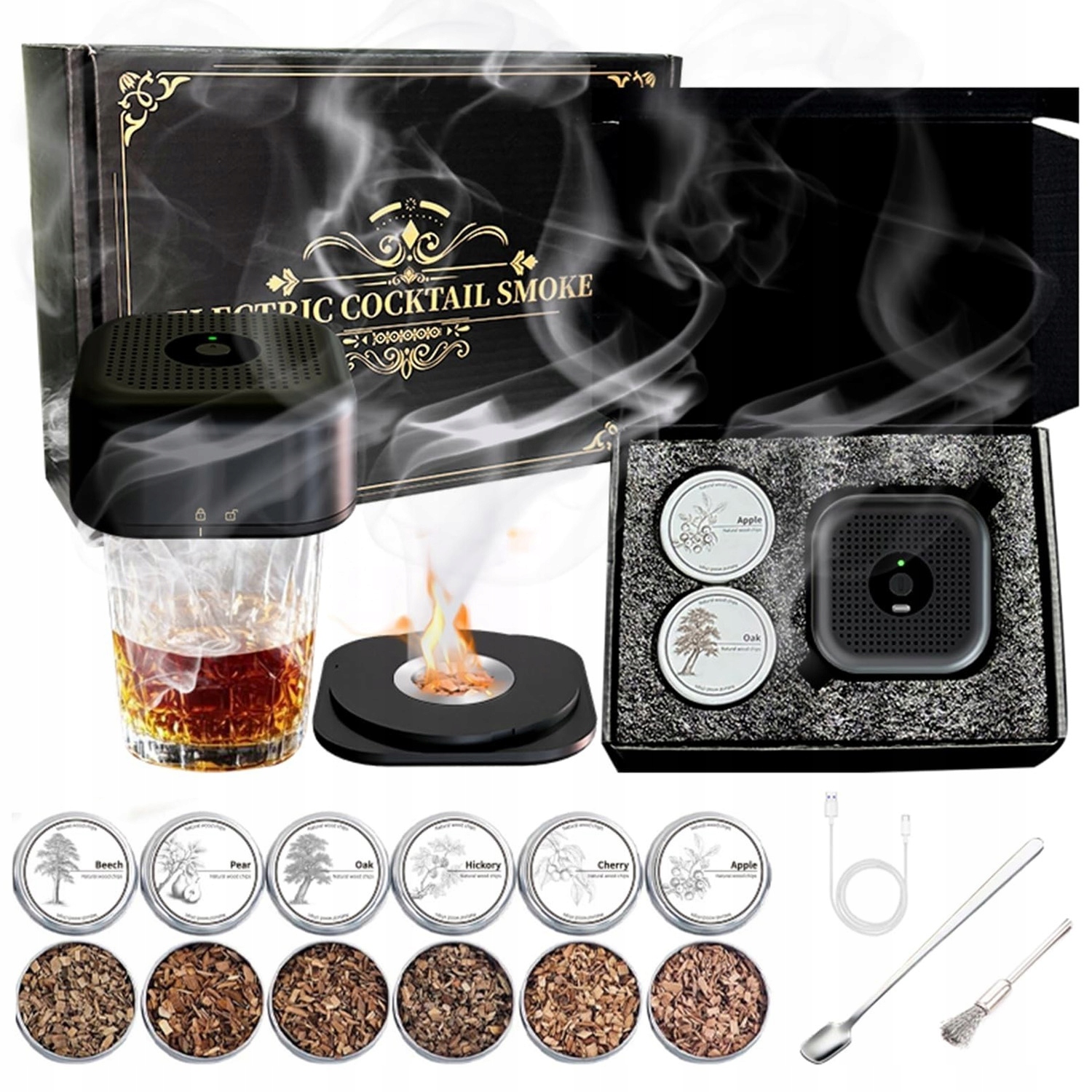 Sada Na Uzení Whisky, Na Nápoje, Barmanský Smoker S Nářadím, 6V1