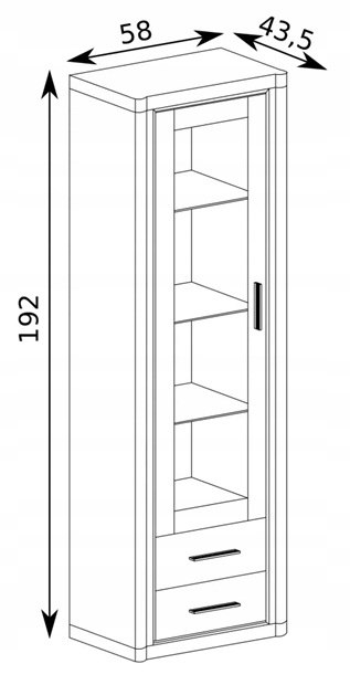 Witryna do salonu wąska szuflady DALLAS D16 z LED EAN (GTIN) 5905289001296