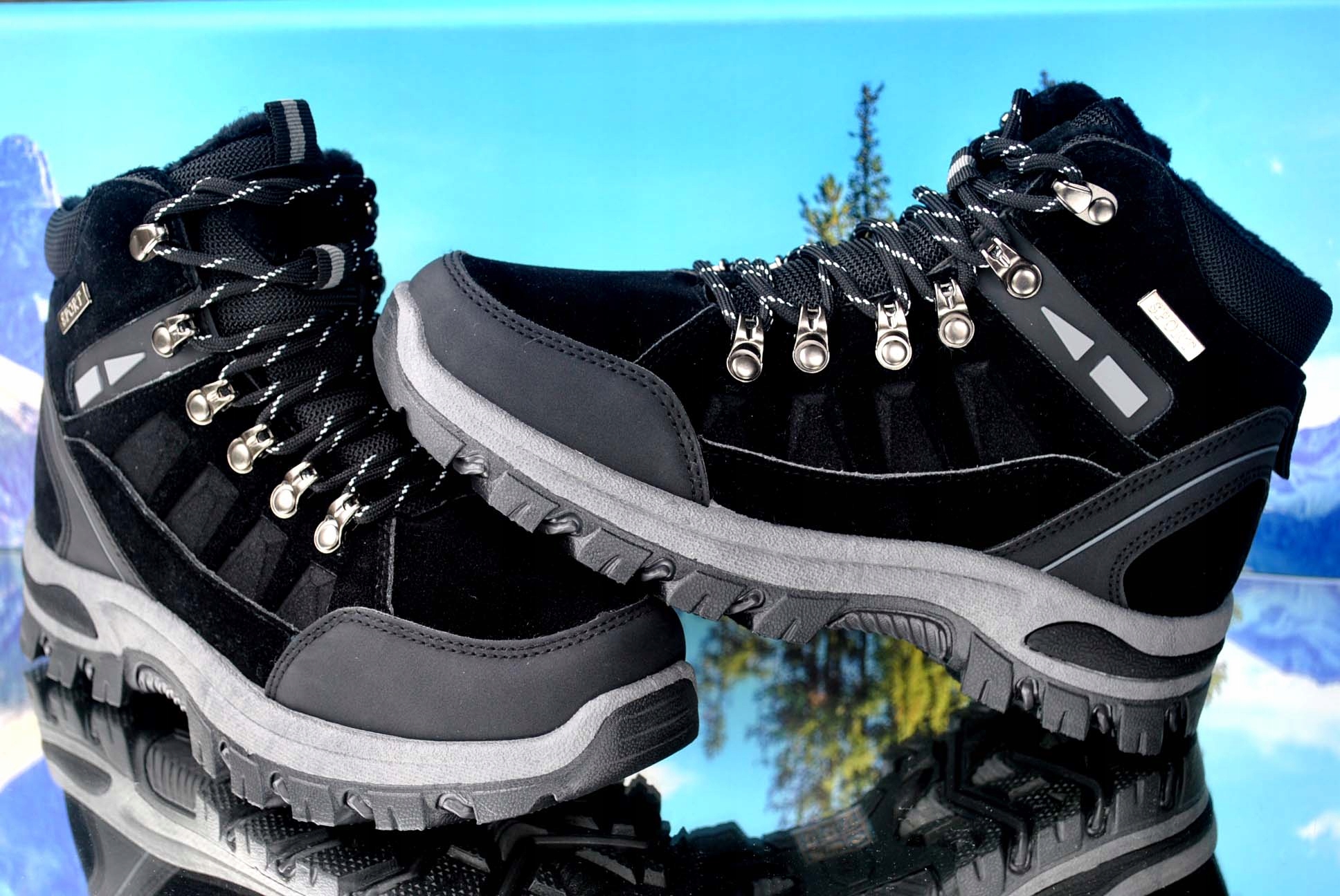 BUTY ZIMOWE OCIEPLANE TREKINGOWE GÓRSKIE TRAPERY ŚNIEGOWCE SPORT Rozmiar 40