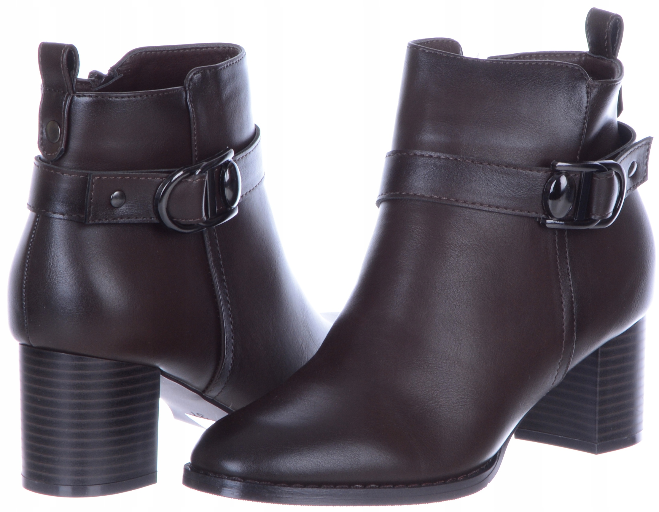 Hnědé dámské kotníkové boty podzimní sloupek na zip, pohodlná ozdoba 38