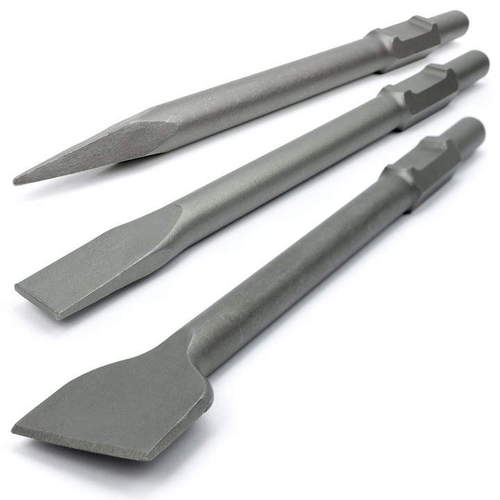 Dłuta Dłuto Zestaw 3 Dłut Hex 30 Do Młota Betonu Młot Wyburzeniowy 410 mm