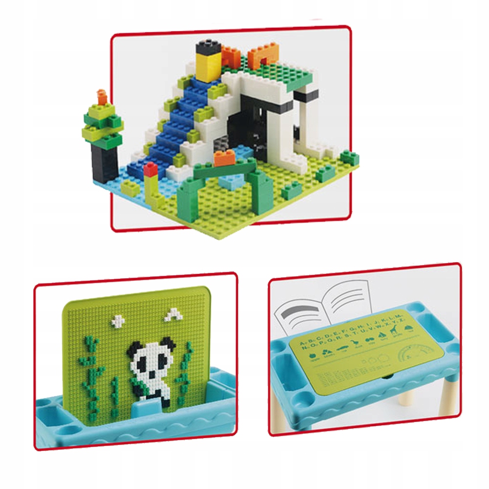 Stalas kaladėlėms + 300 daugiafunkcinių lavinamųjų kaladėlių. Gamintojo kodas: Stolik 9020Y.