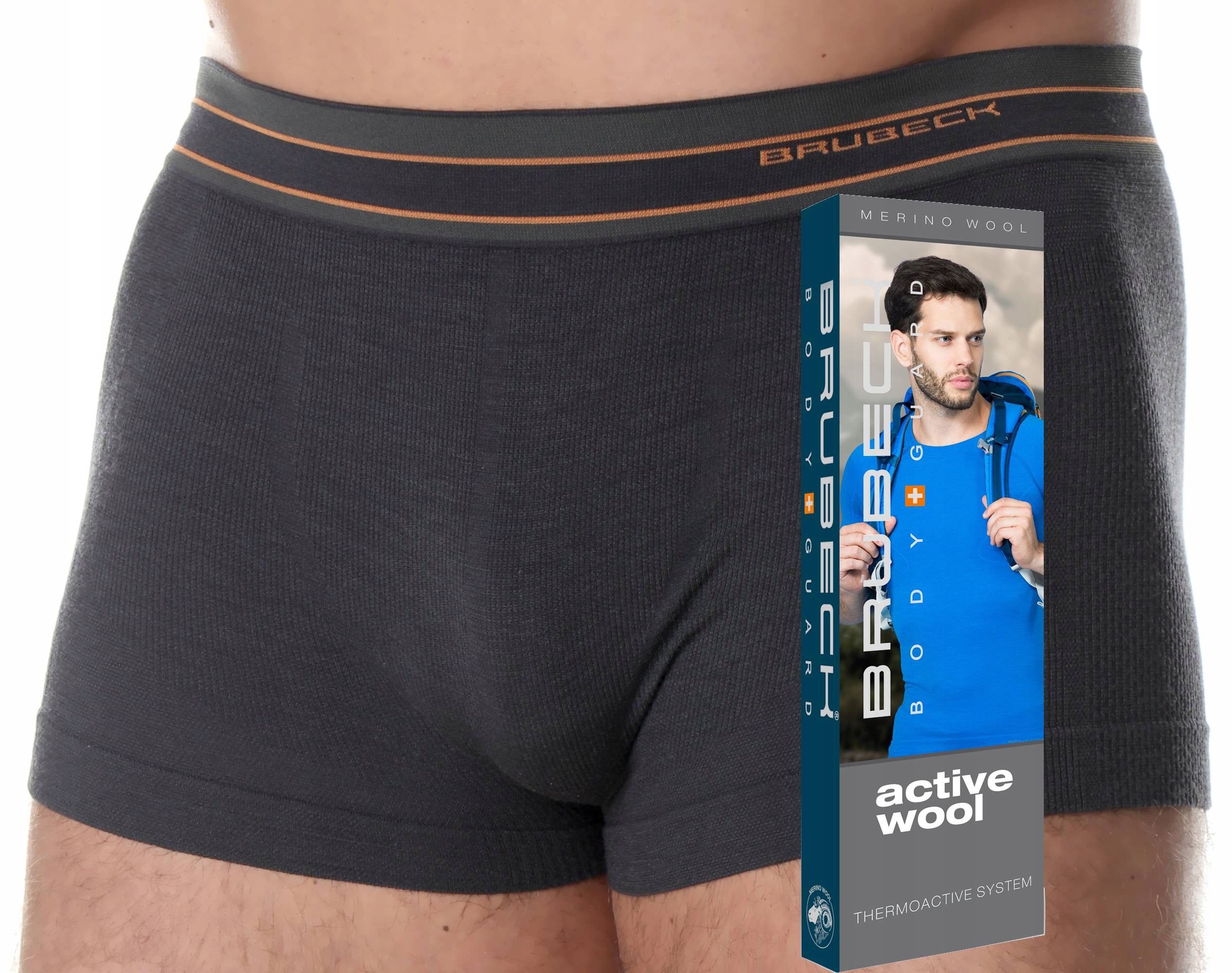 Termiczne Bokserki Męskie Na Narty Ciepłe Wełniane Majtki Brubeck Wool -L