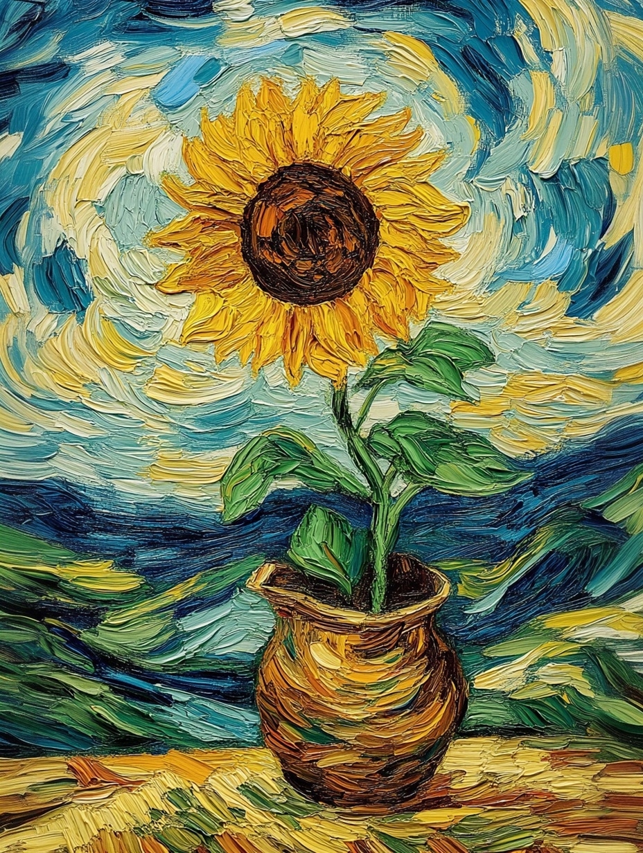 Obraz Na Plátně Canvas Dekorace Slunečnicový Květ Van Gogh Styl 60x80