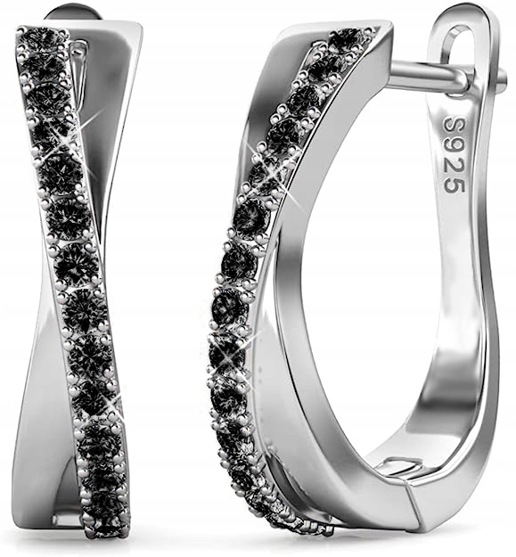 Stříbrné náušnice anglické rhodiované stříbro o ryzosti 925, černé, originální