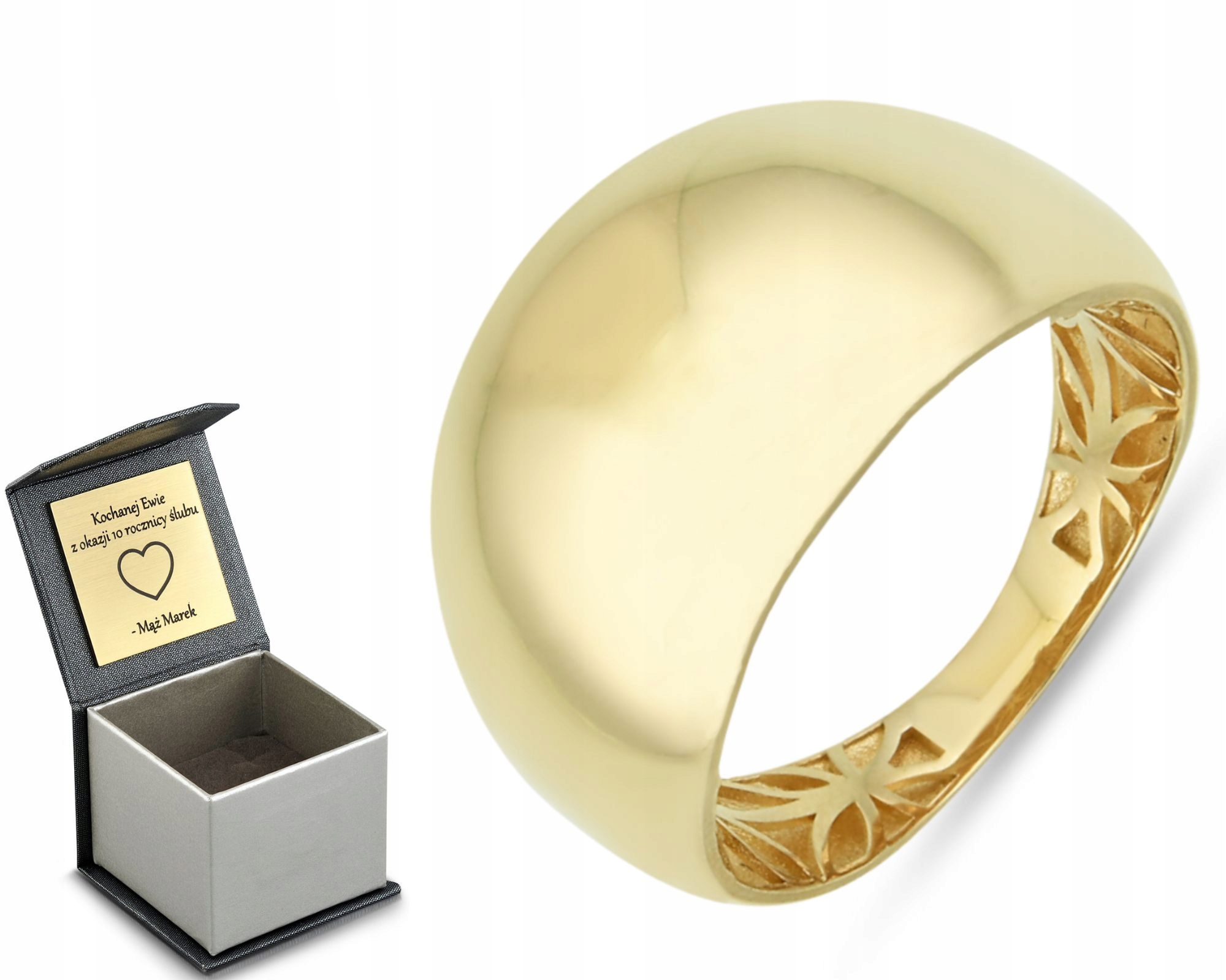 Zlatý Prstýnek Hladký S Prolamovanými Květy, Zlato 585 Jako Dárek, Gravírování