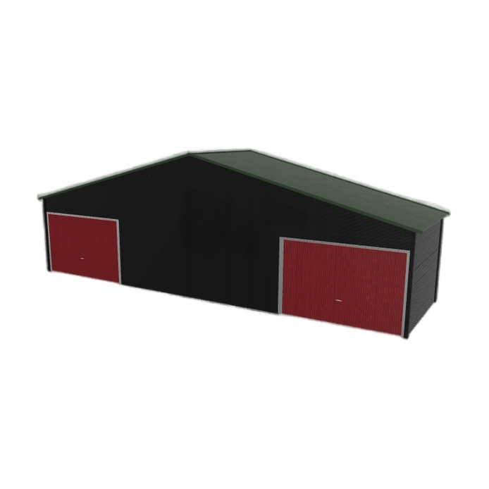 Plechová garáž 11x3 m dvoupolohová, dvoupolohová, černá
