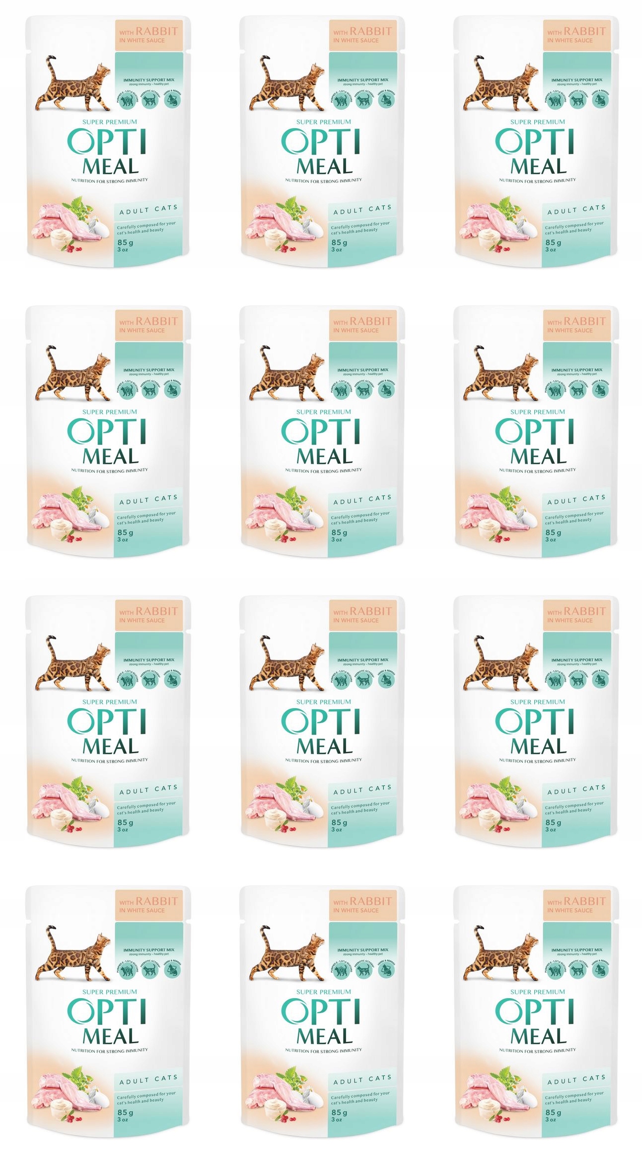 Levně Mokré krmivo pro kočky Optimeal králík 12x0,085 kg