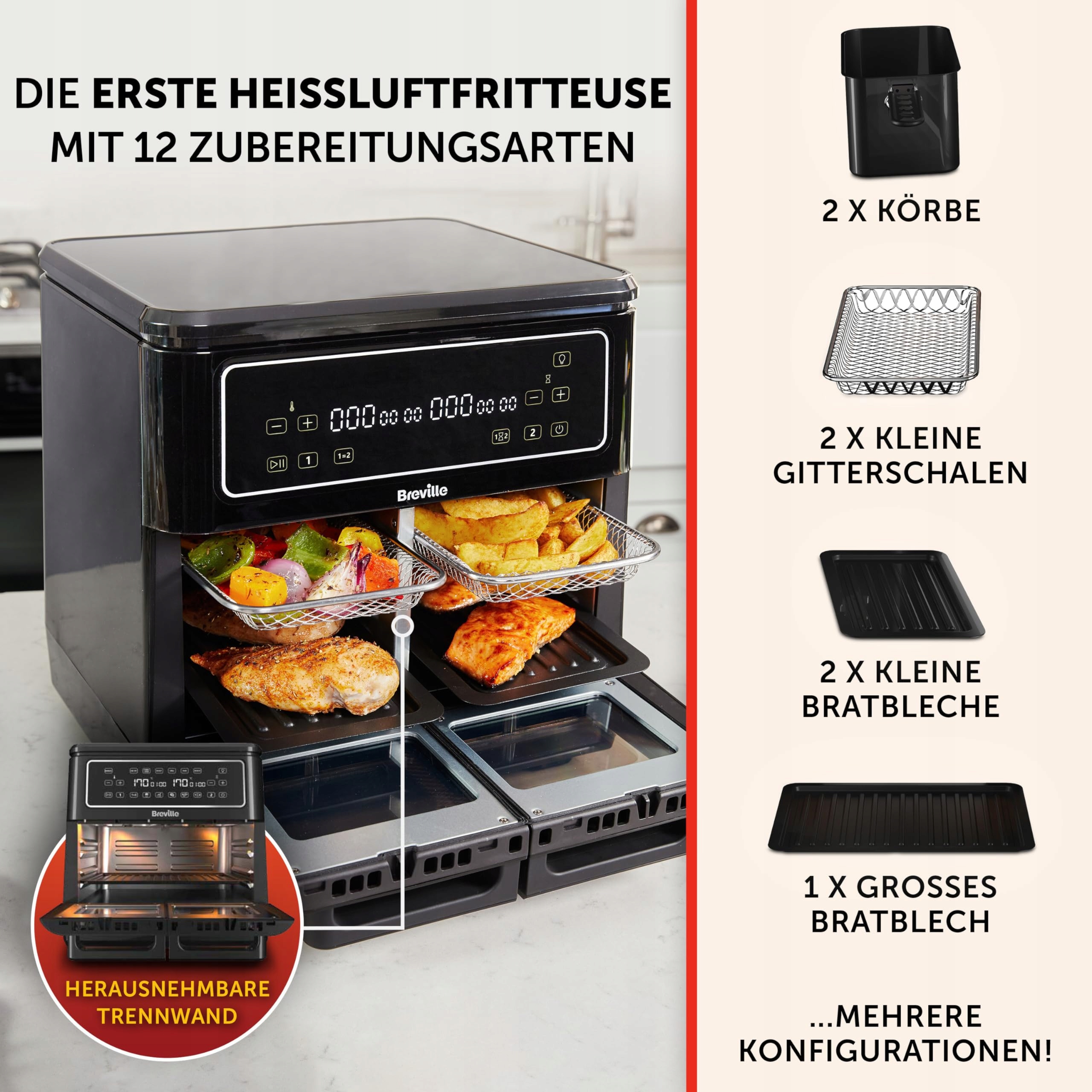 BREVILLE Frytkownica Halo Flexi 11L Cyfrowa Podwójna Komora 2400W Wersja 2 — miniatura 2
