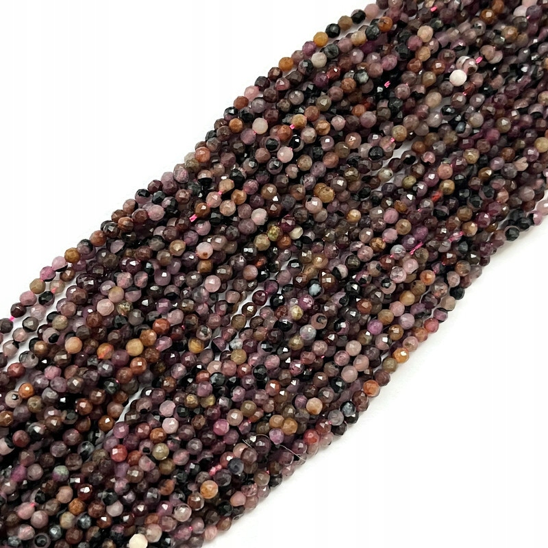 1668-Szafir z Rubinem Kulka fasetowana 2~2.5mm