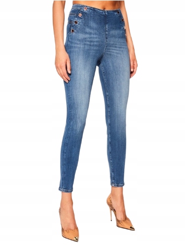 Guess Dámské Džíny S Knoflíky Úzké Nohavice 38 2A1