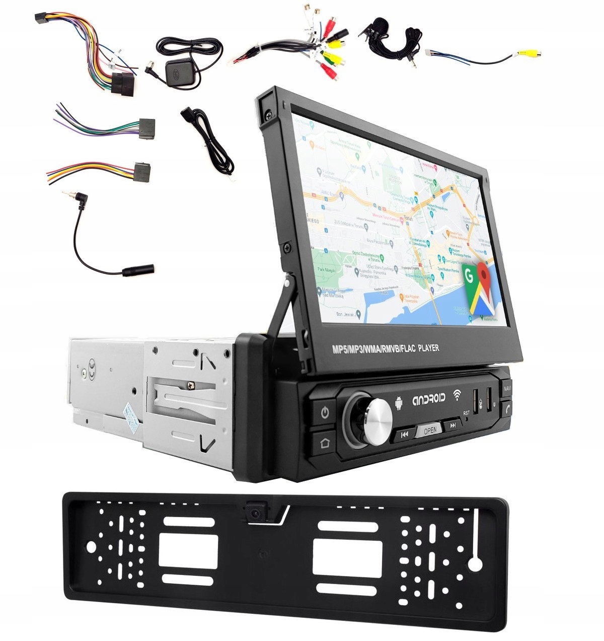 Radio Samochodowe 1DIN Nawigacja Gps Android Wifi Wysuwany Ekran Led 7 Cali