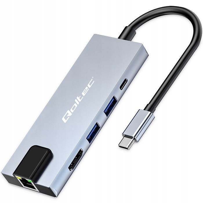 Qoltec Hub Adapter Usb-c 5w1 Usb-c Pd 100W 2xUSB Hdmi 4K RJ45