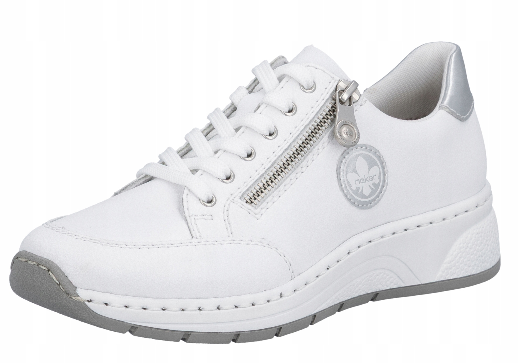 Rieker N6508-80 bílé kožené polobotky sportovní tenisky 41