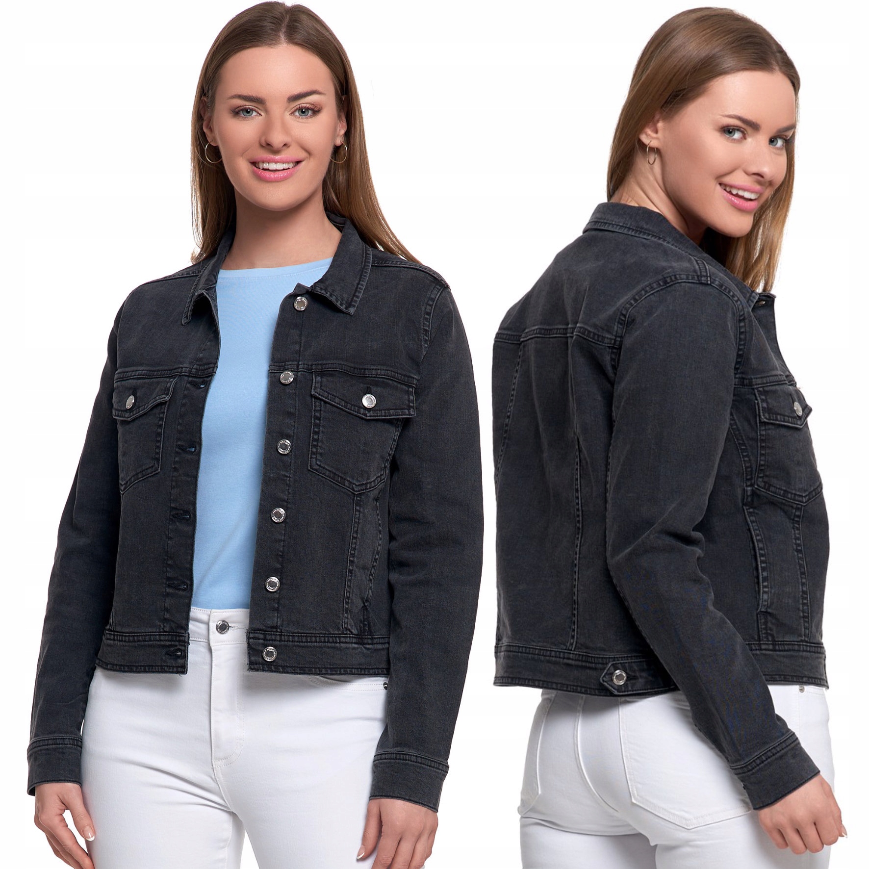 Dámská Džínová Bunda Katana Klasická Moraj Bavlněná Hladká Grafit XXL