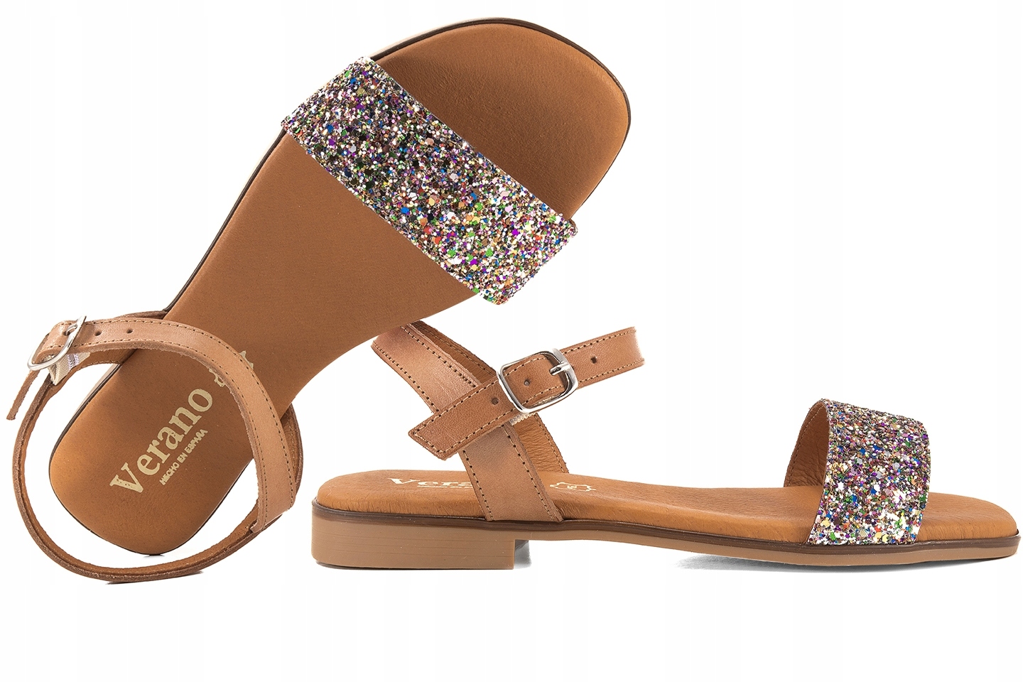 Verano 3090 Dámské Sandály Španělské Kůže Se Třpytkami multi 37
