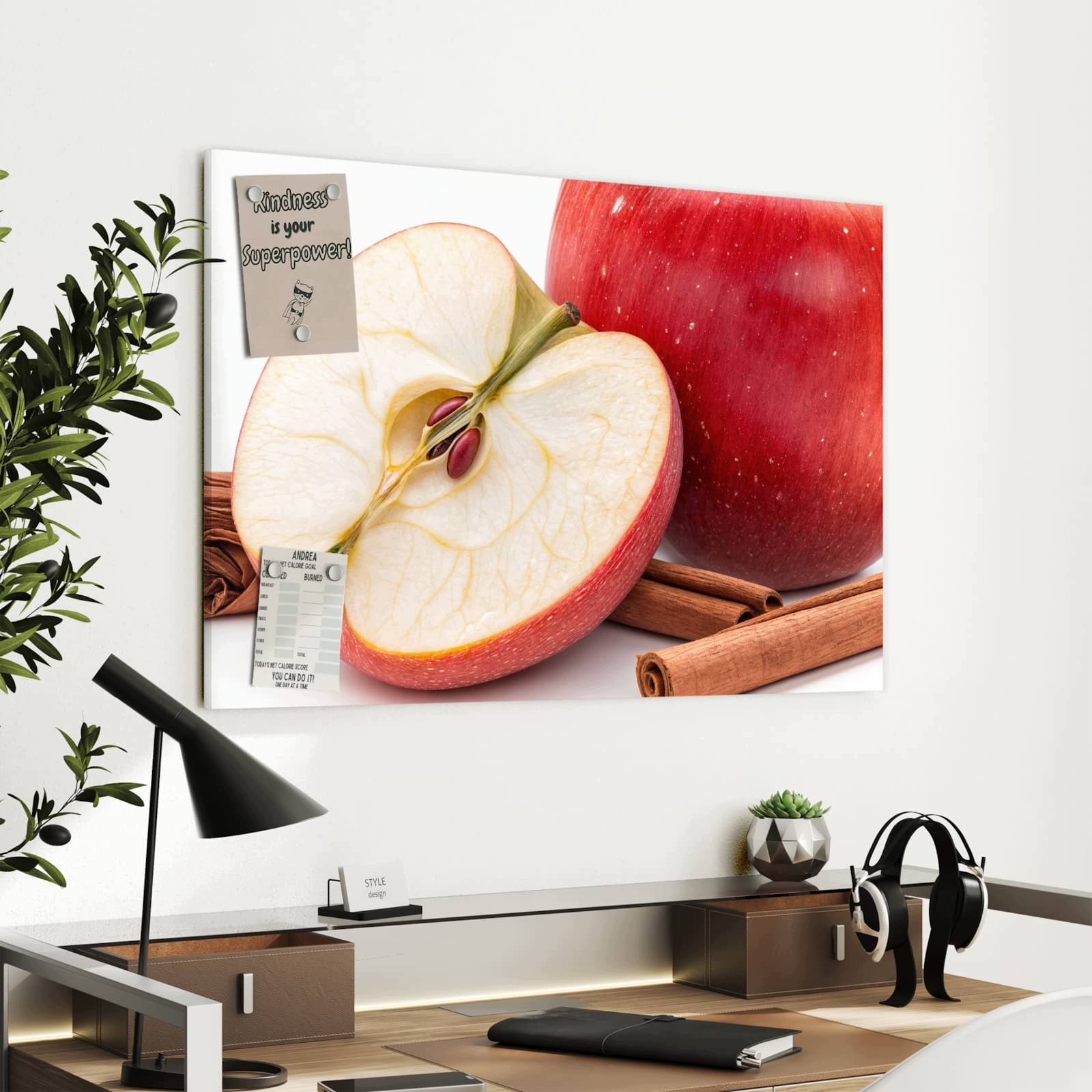 Magnetická tabule Jablko Skořice 90 × 60 cm