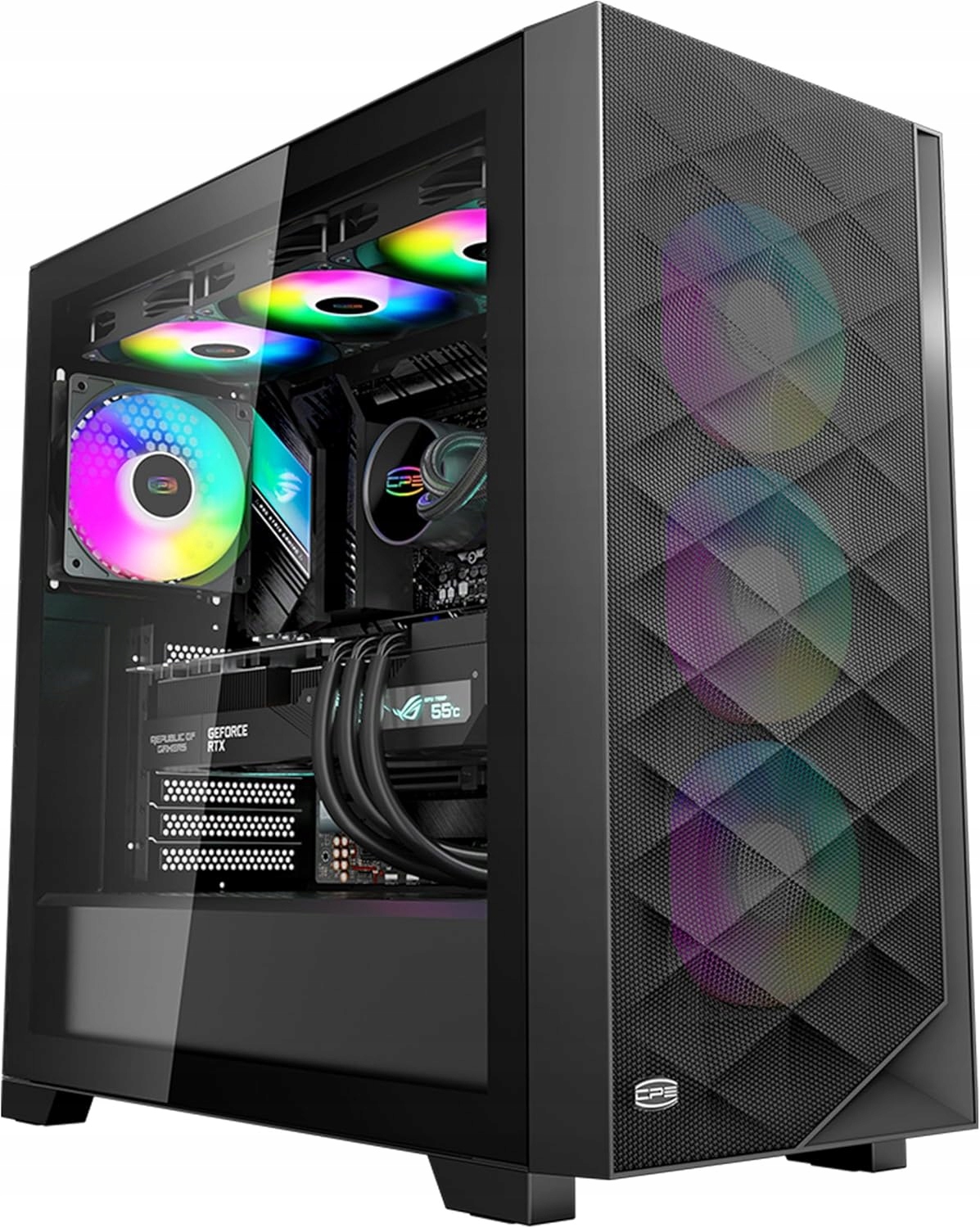 Pccooler C3D510 Pc skříň Mid Tower 3x120 mm Argb tvrzené sklo