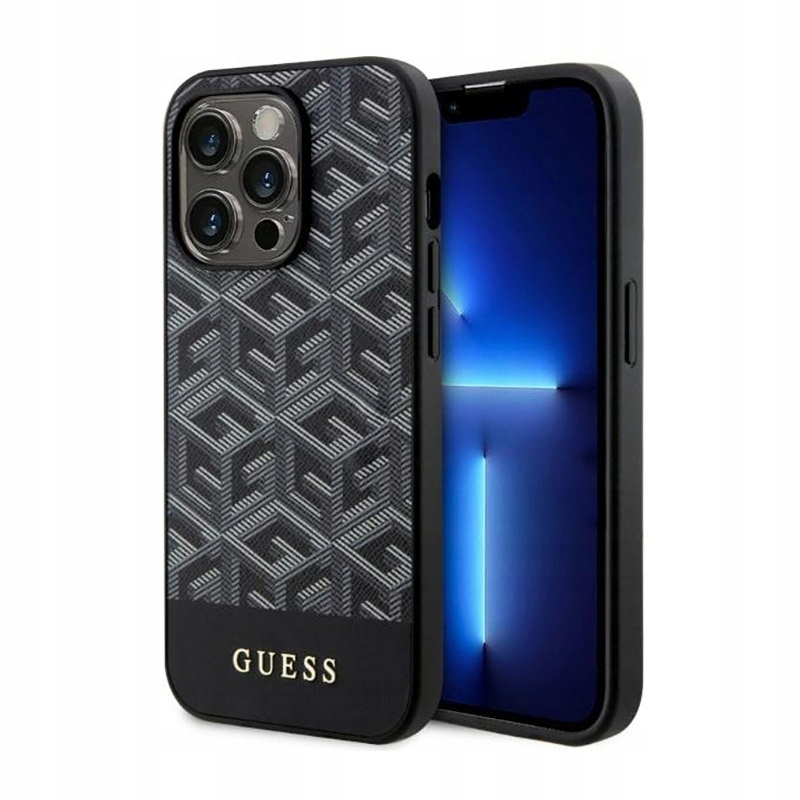 Guess GCube Stripes MagSafe – Pouzdro pro iPhone 14 Pro (Černé)