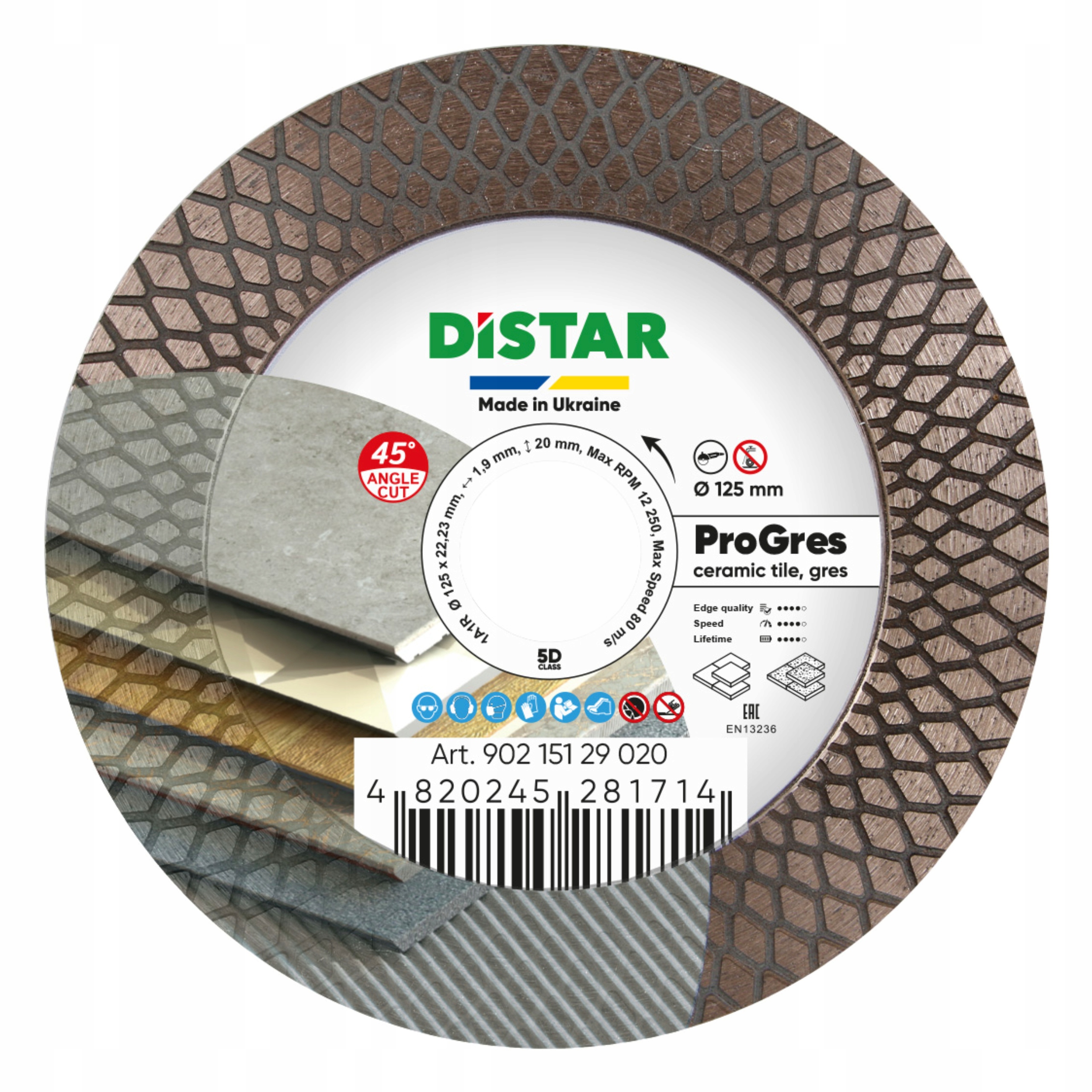 Distar Pro Gres 125 MM Tarcza do cięcia i szlifowania gresu ceramiki