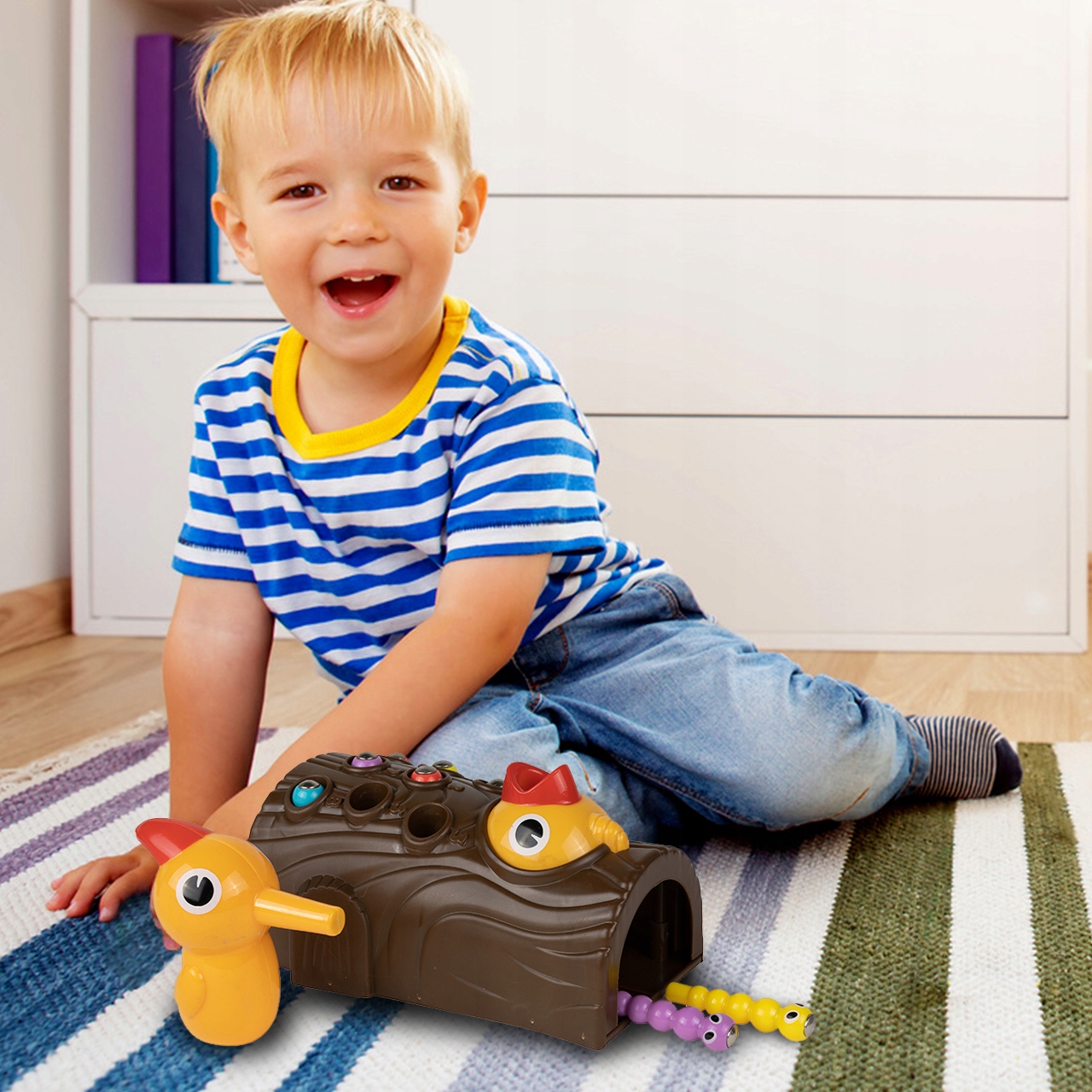 RODZINNA GRA ZRĘCZNOŚCIOWA MAGNETYCZNA DZIĘCIOŁ I ROBACZKI ZESTAW PREZENT Minimalna liczba graczy 1