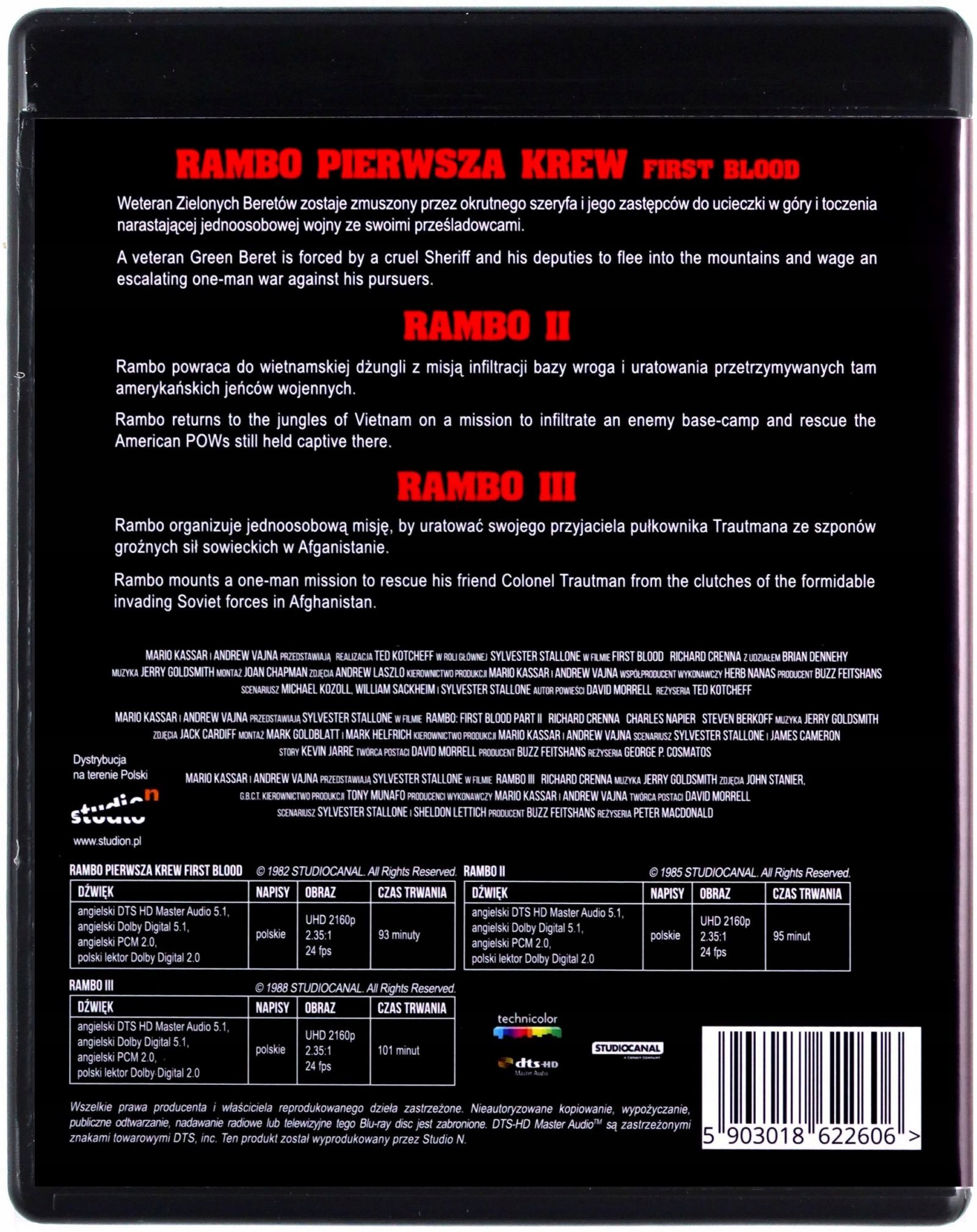 RAMBO TRYLOGIA [3XBLU-RAY 4K] Gatunek sensacyjne