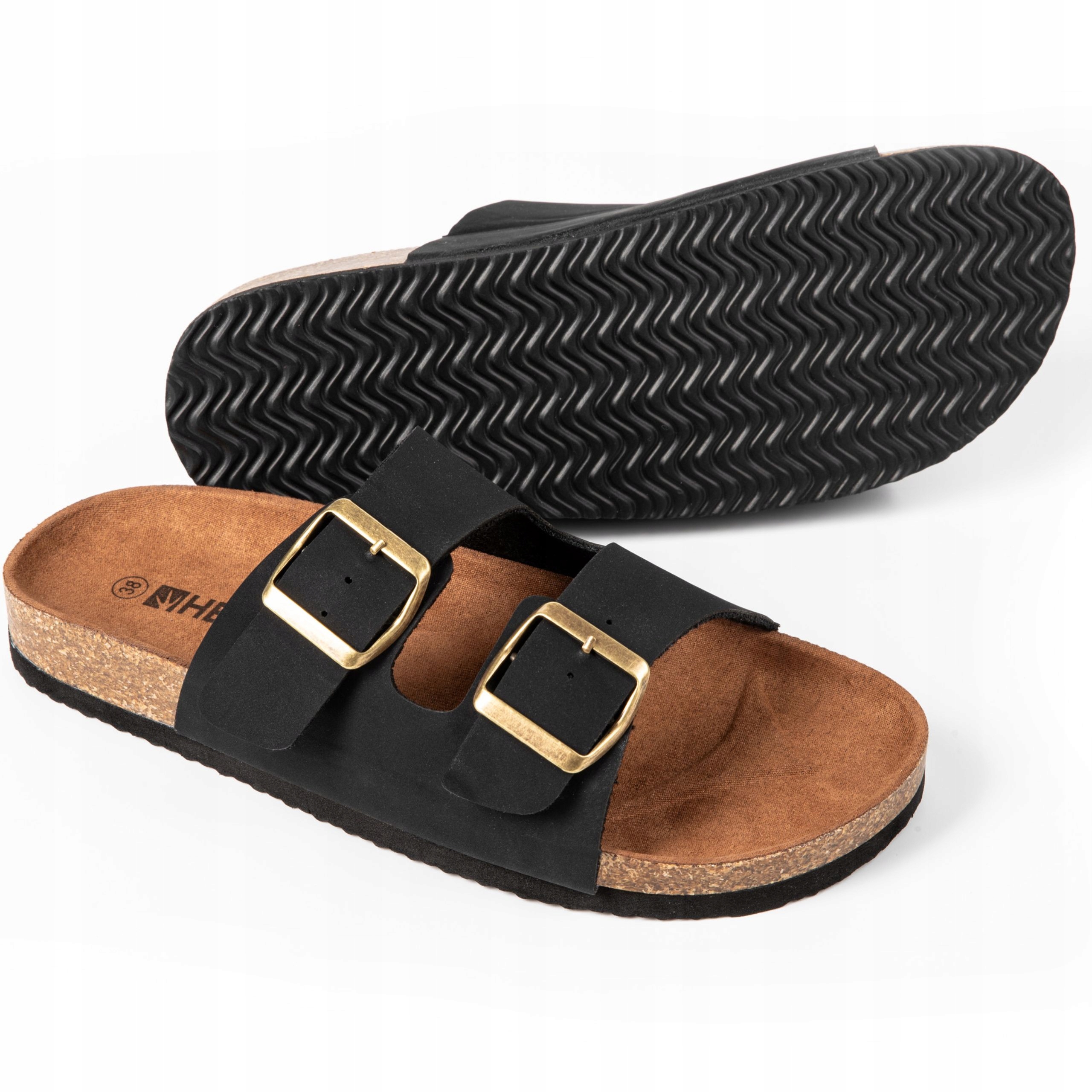 KLAPKI DAMSKIE HEYO PROFILOWANE KORKOWE KOMFORTOWE Z KLAMRĄ 36 Model HKK01