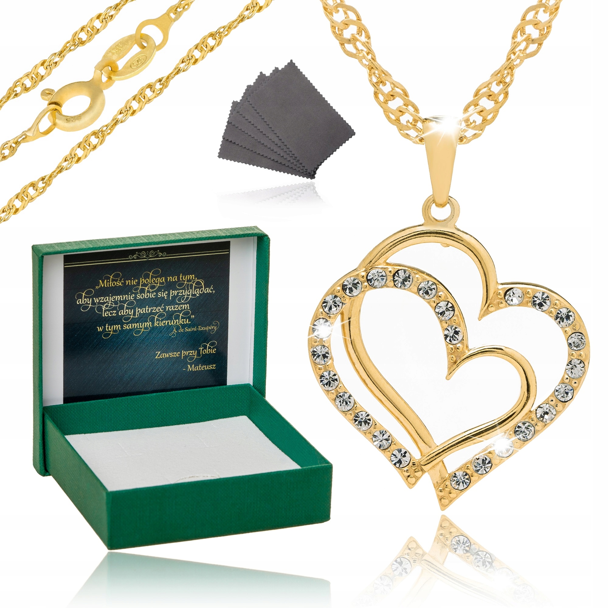 PIĘKNY NASZYJNIK SERCE 925 CHRZEST KOMUNIA PREZENT