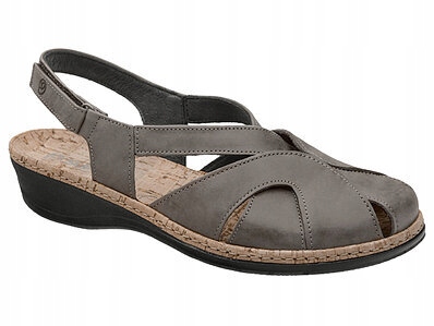 Suave 720131-9 Kožené Sandály Na Suchý Zip, Šedé, Vel. 41